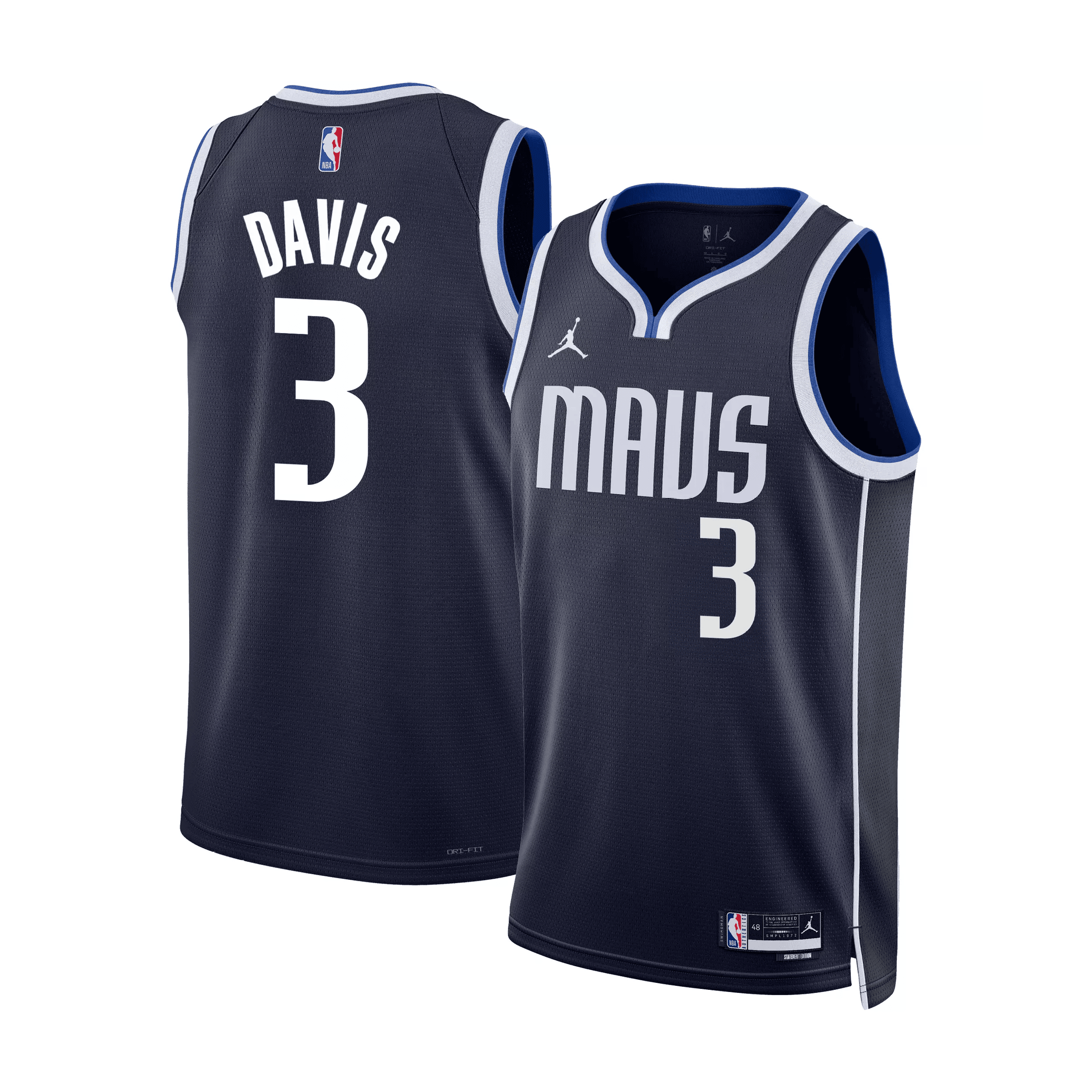 Anthony Davis 3 Dallas Mavericks 2024/25 Statement Edition Swingman Basketball Jersey - Navy - JS156 