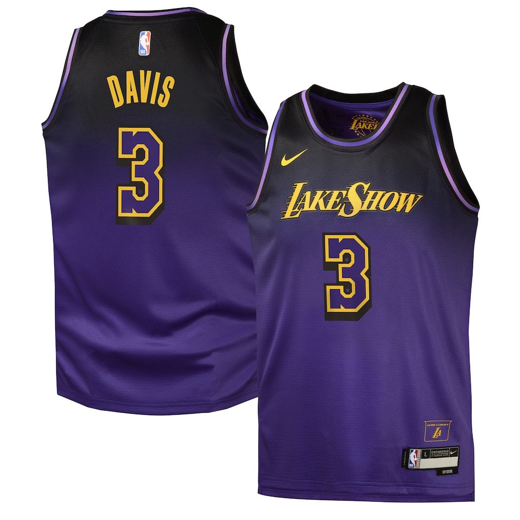 Anthony Davis 3 Los Angeles Lakers 2024/25 Swingman Player YOUTH Basketball Jersey - City Edition - Purple - JS817 