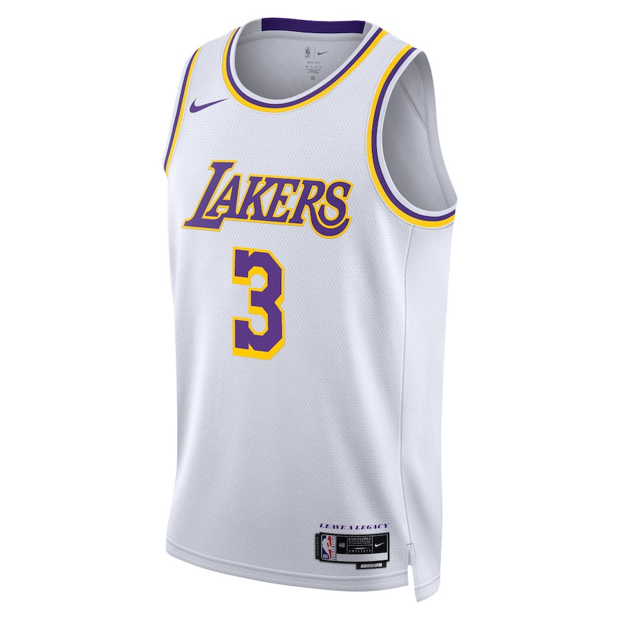 Alternative view of Anthony Davis 3 Los Angeles Lakers Unisex Swingman Basketball Jersey - Association Edition - White - JS490 