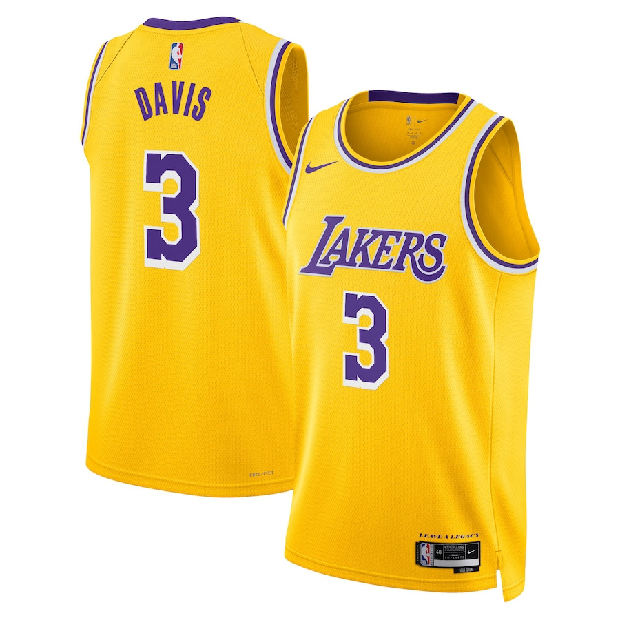 Anthony Davis 3 Los Angeles Lakers Unisex Swingman Basketball Jersey - Icon Edition - Gold - JS740 