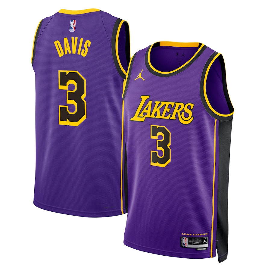 Anthony Davis 3 Los Angeles Lakers Unisex Swingman Basketball Jersey - Statement Edition - Purple - JS672 