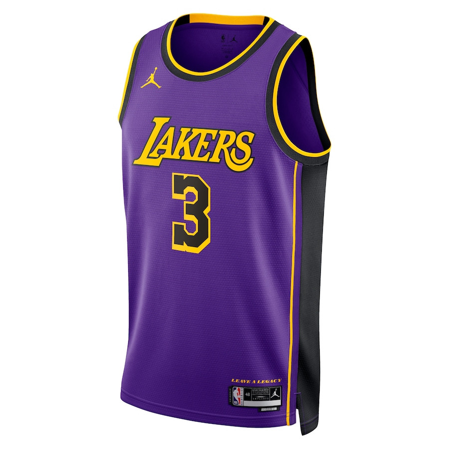 Alternative view of Anthony Davis 3 Los Angeles Lakers Unisex Swingman Basketball Jersey - Statement Edition - Purple - JS672 
