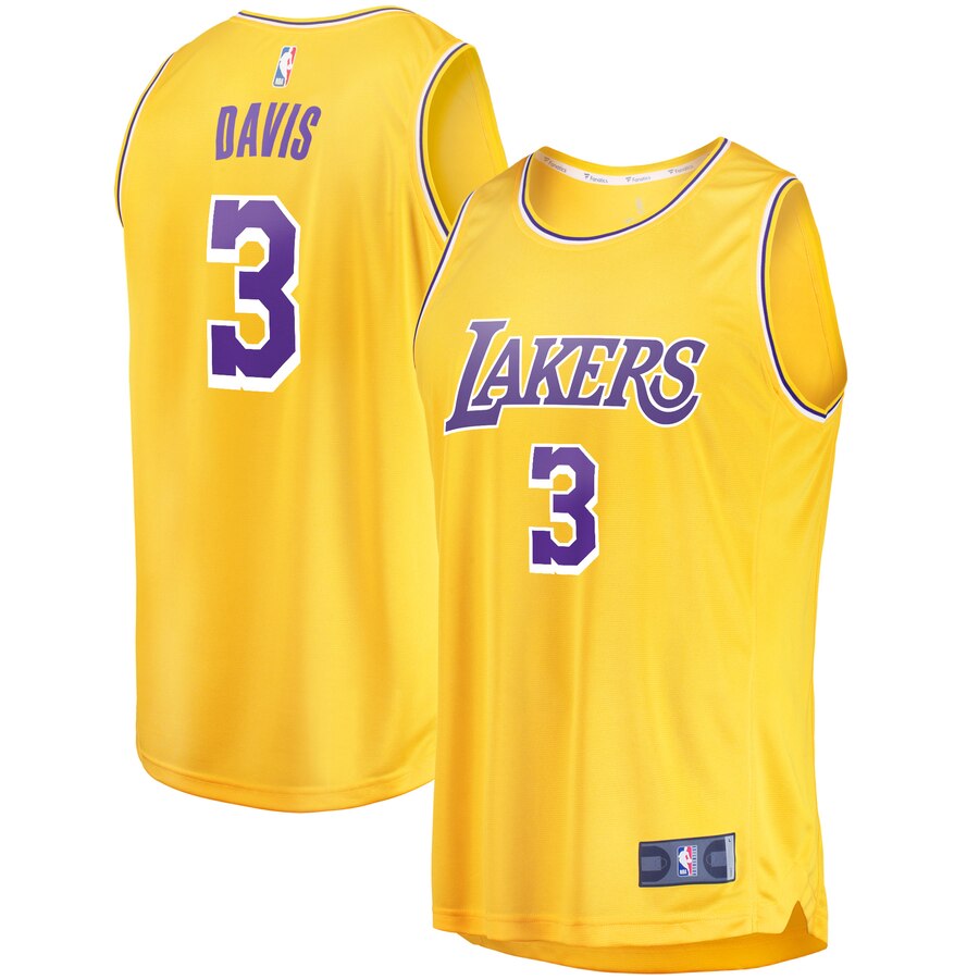 Anthony Davis Los Angeles Lakers Fanatics Branded Youth 2019/20 Fast Break Replica Basketball Jersey Gold - Icon Edition