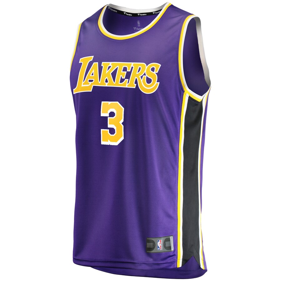 Alternative view of Anthony Davis Los Angeles Lakers Fanatics Branded Youth Fast Break Player Replica Basketball Jersey - Statement Edition - Purple