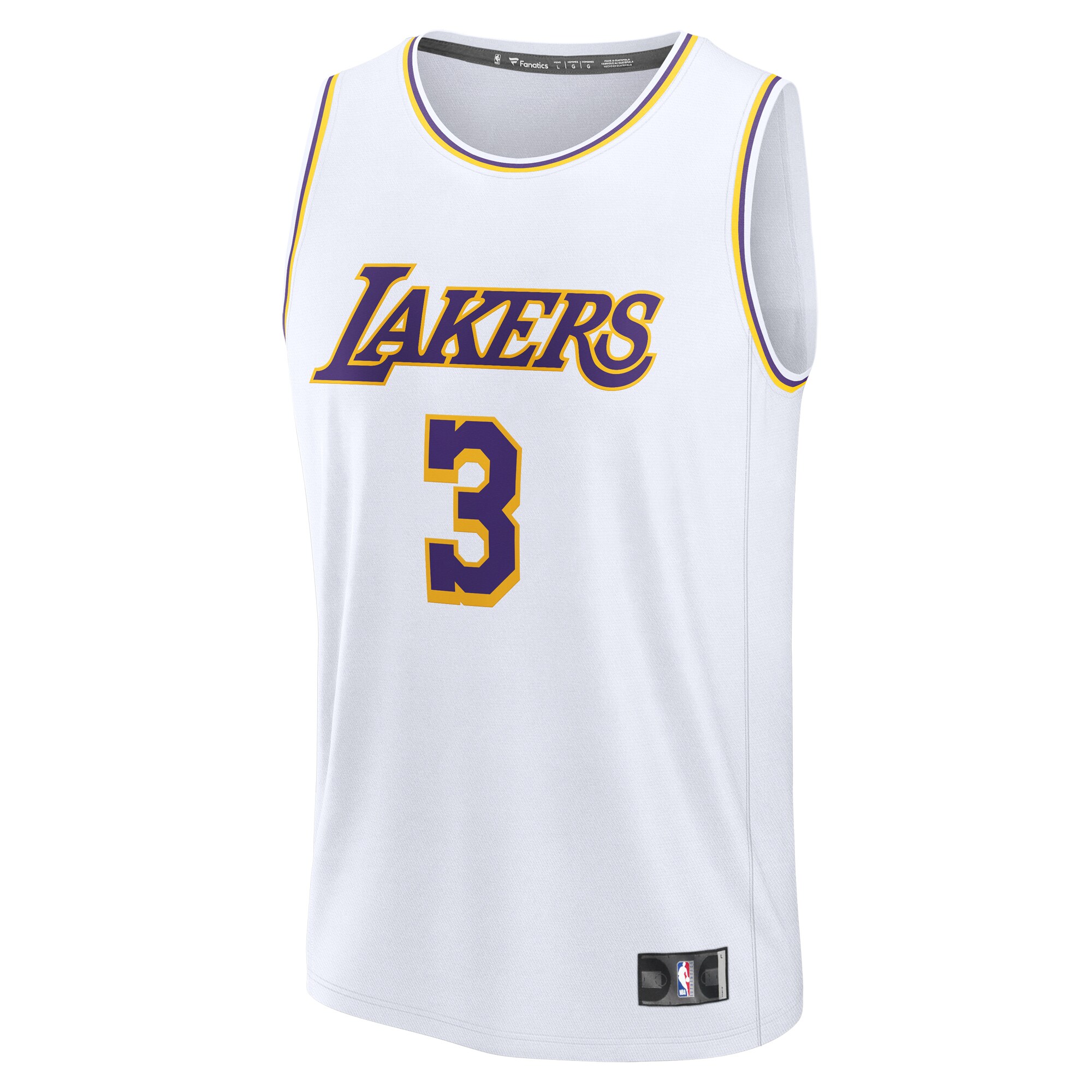 Alternative view of Anthony Davis Los Angeles Lakers Fanatics Fast Break Replica Player Basketball Jersey - Association Edition - White