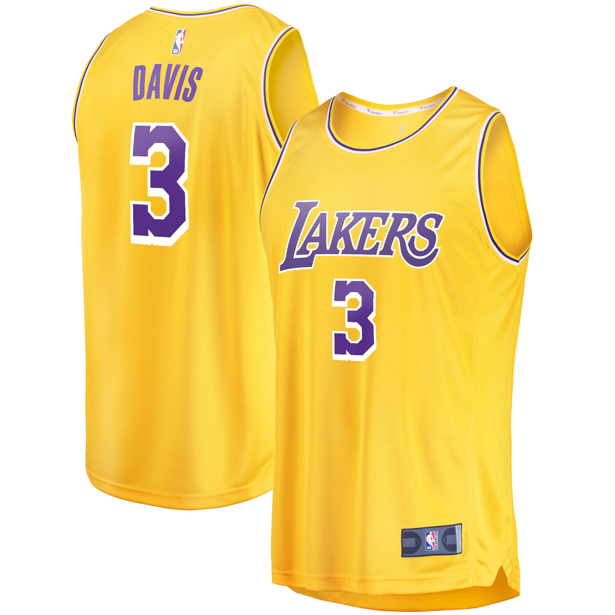 Anthony Davis Los Angeles Lakers Fanatics Fast Break Replica Player Basketball Jersey - Icon Edition - Gold