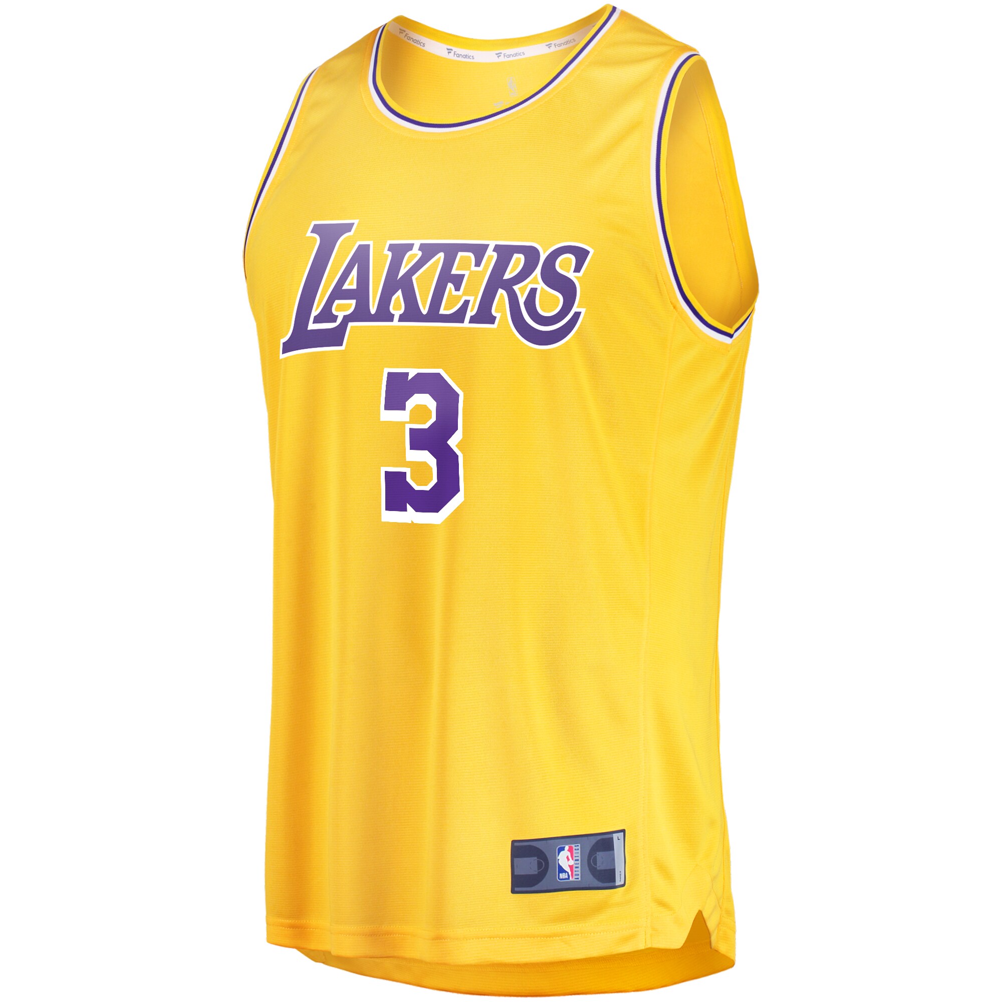 Alternative view of Anthony Davis Los Angeles Lakers Fanatics Fast Break Replica Player Basketball Jersey - Icon Edition - Gold