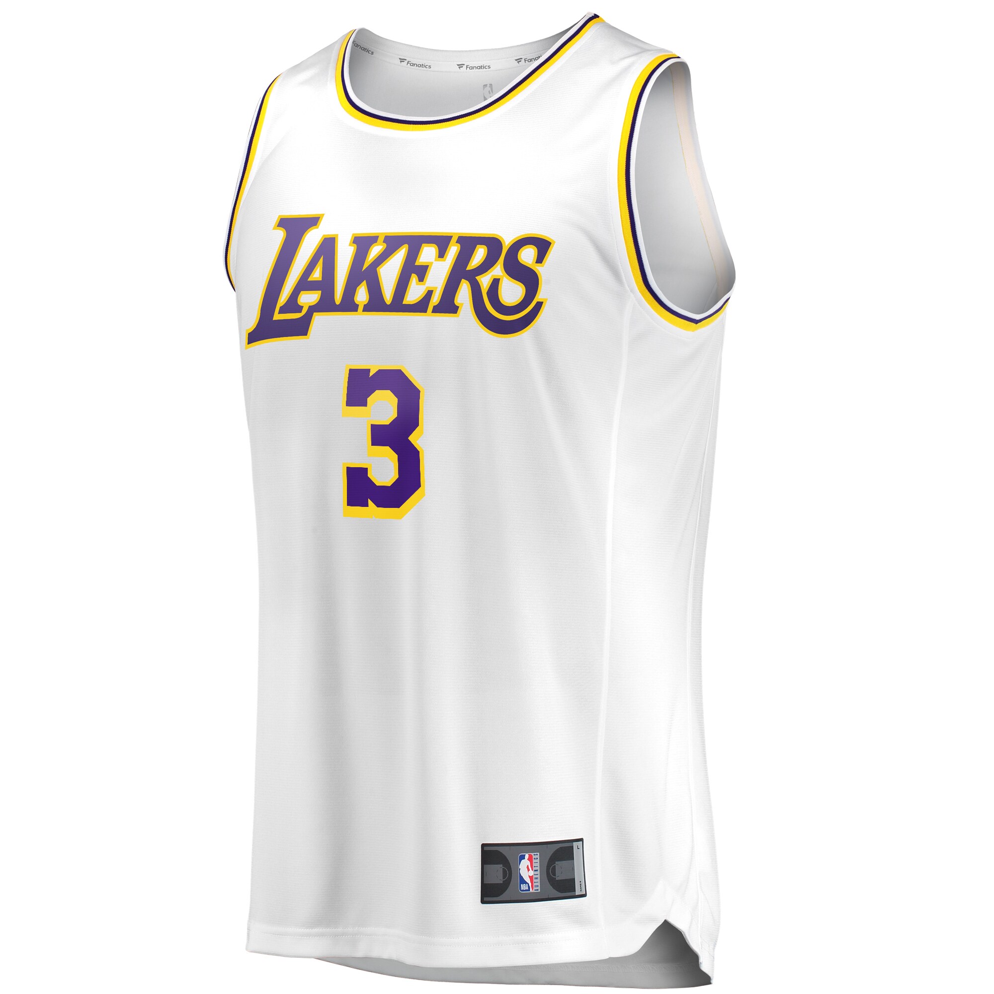 Alternative view of Anthony Davis Los Angeles Lakers Fanatics Fast Break Replica Player Basketball Jersey - White - Association Edition