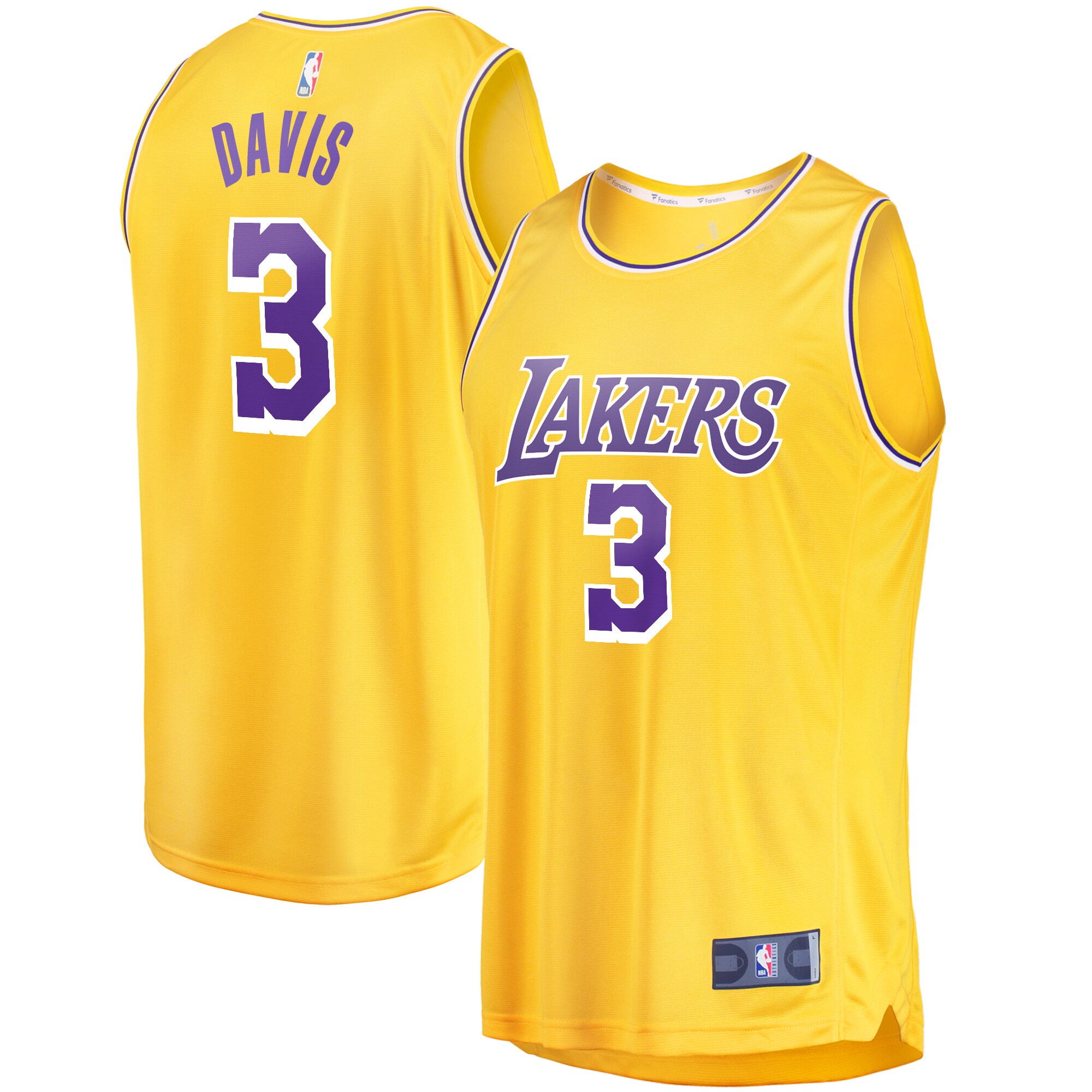 Anthony Davis Los Angeles Lakers Fanatics Youth Fast Break Player Basketball Jersey - Icon Edition - Gold