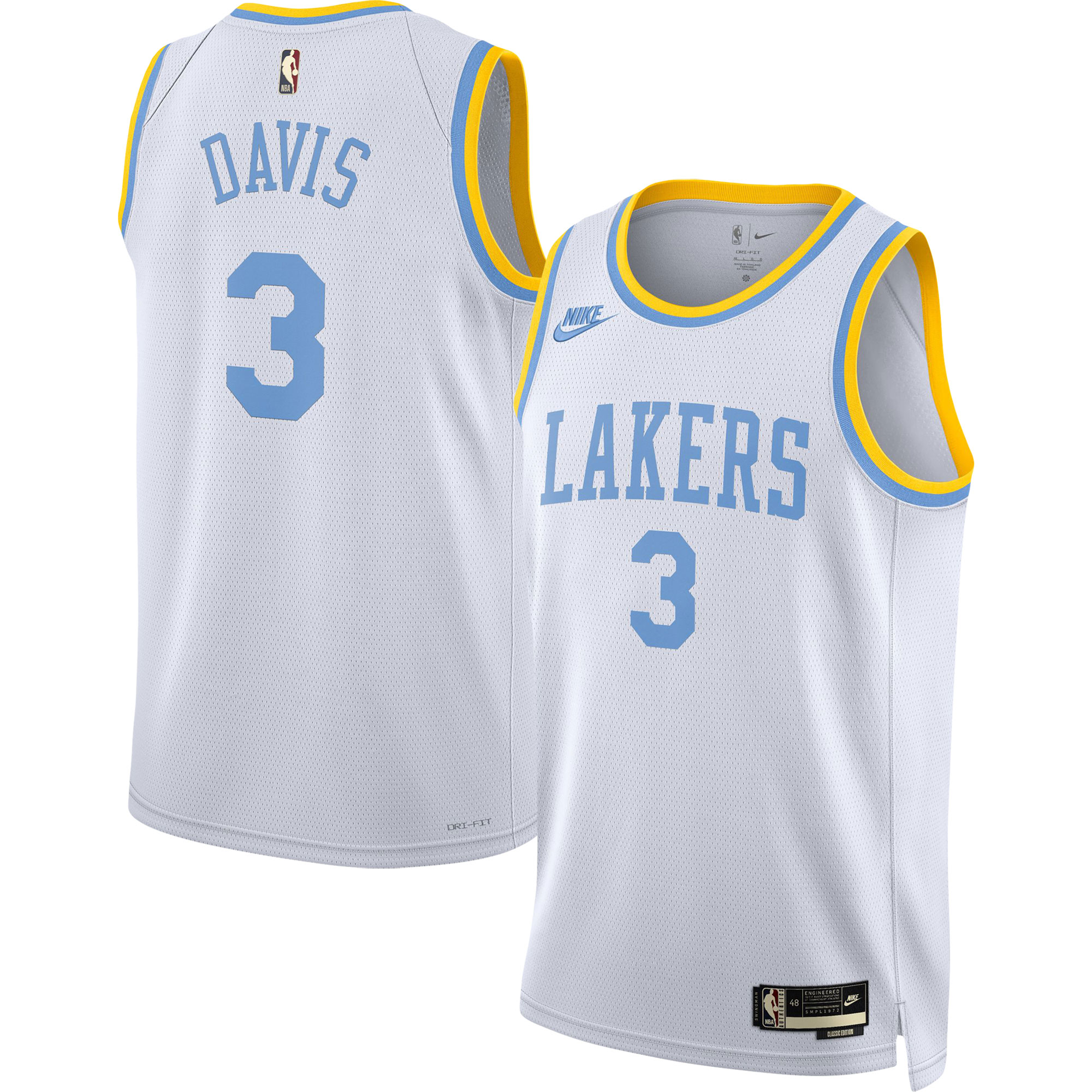 Alternative view of Anthony Davis Los Angeles Lakers Swingman Basketball Jersey - Classic Edition - White