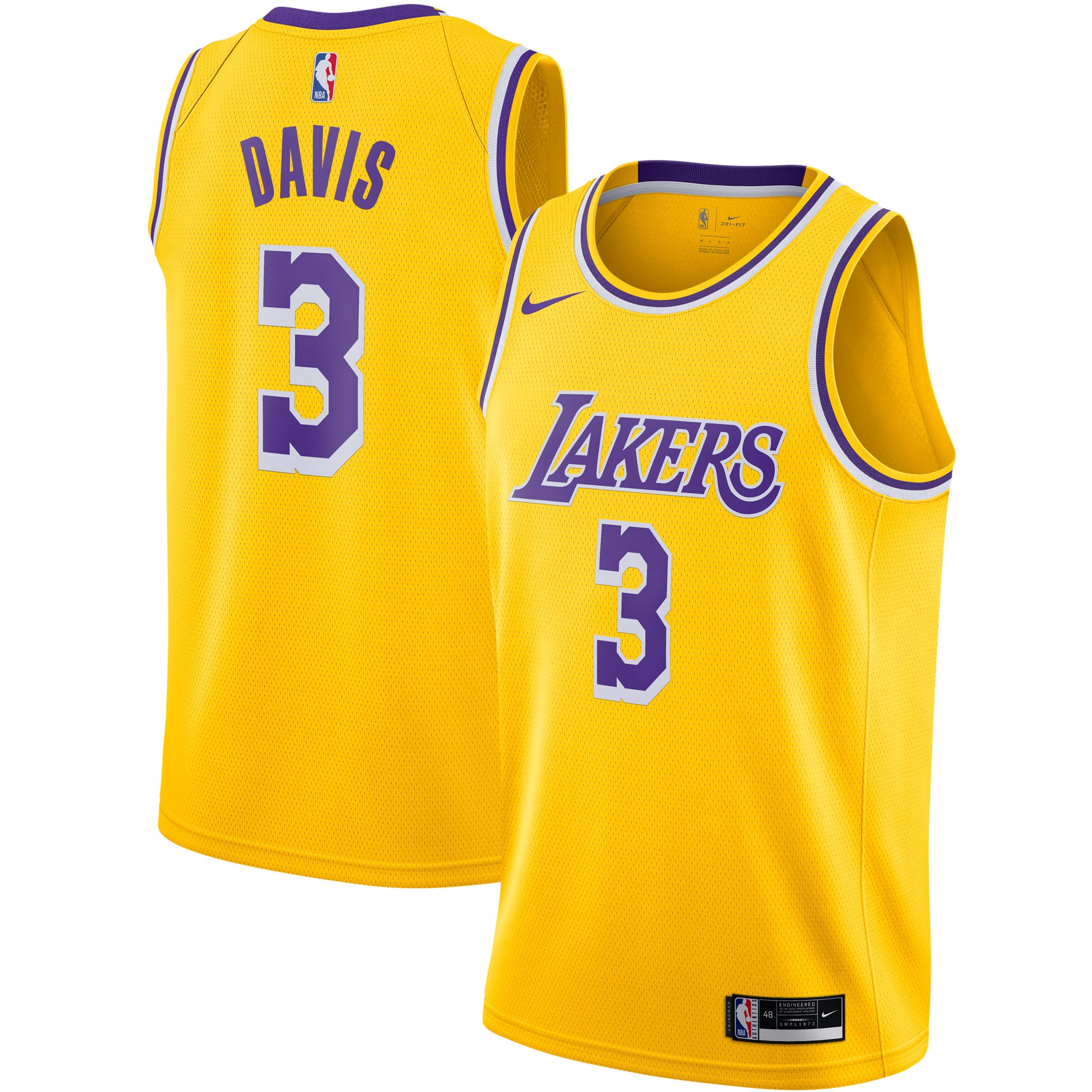 Anthony Davis Los Angeles Lakers Swingman Basketball Jersey Gold - Icon Edition