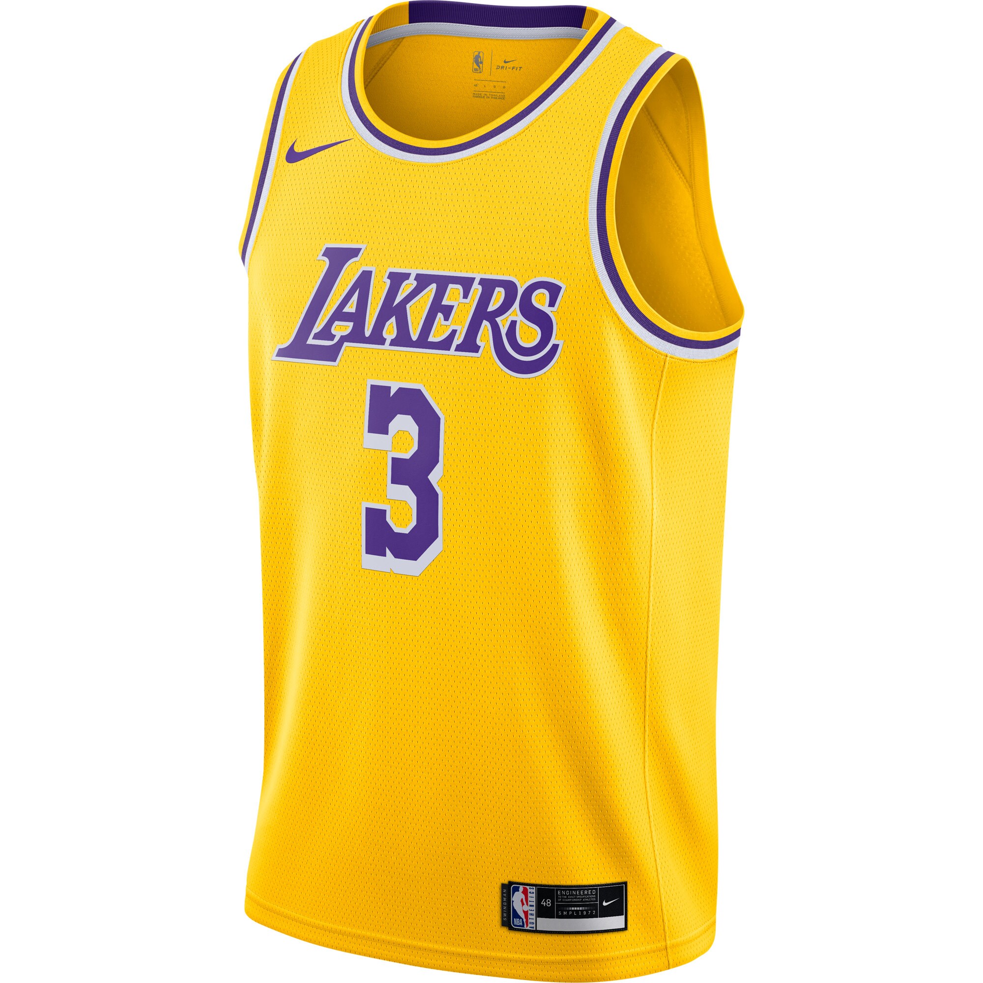 Alternative view of Anthony Davis Los Angeles Lakers Swingman Basketball Jersey Gold - Icon Edition