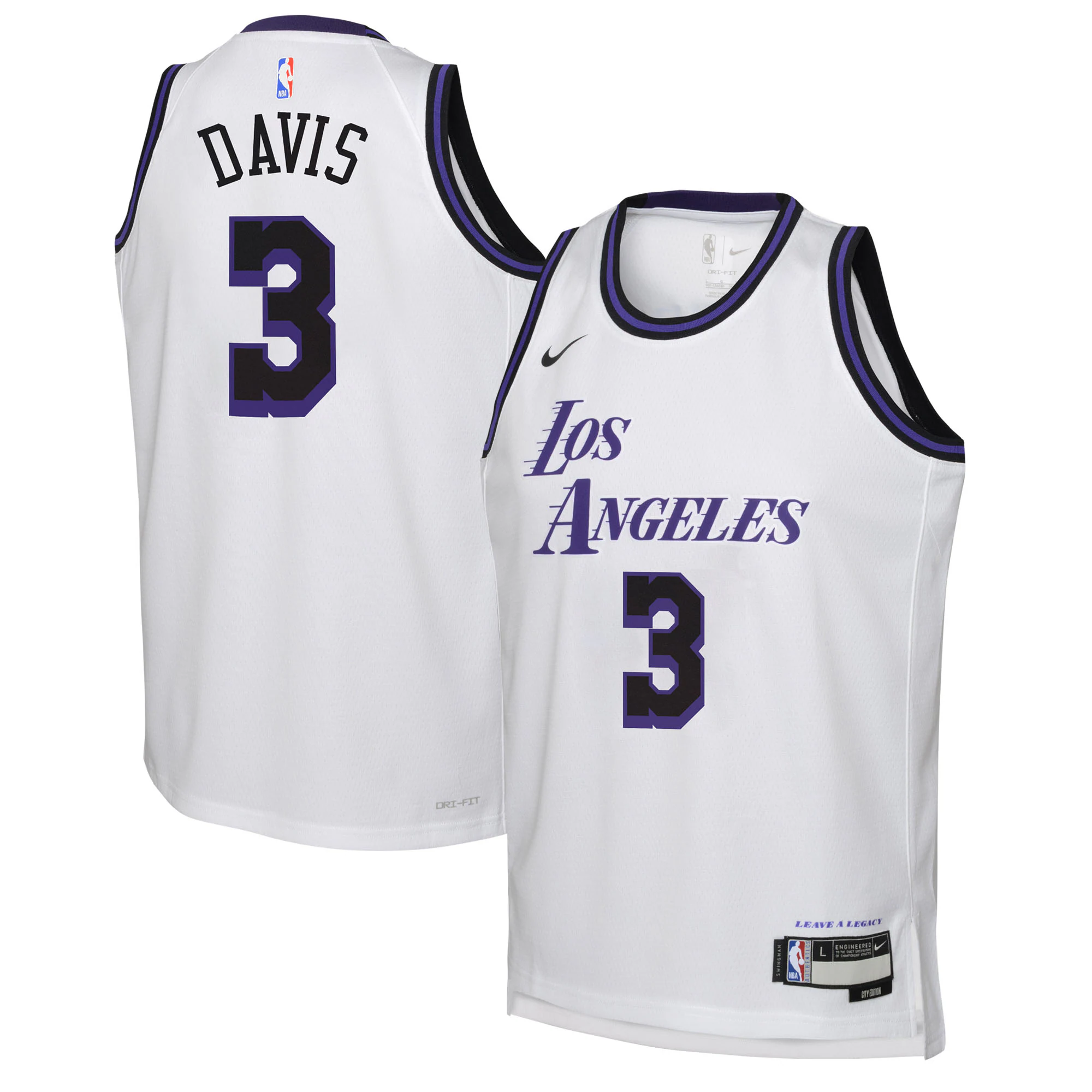 Anthony Davis Los Angeles Lakers Youth 2022/23 Swingman Basketball Jersey - City Edition - White