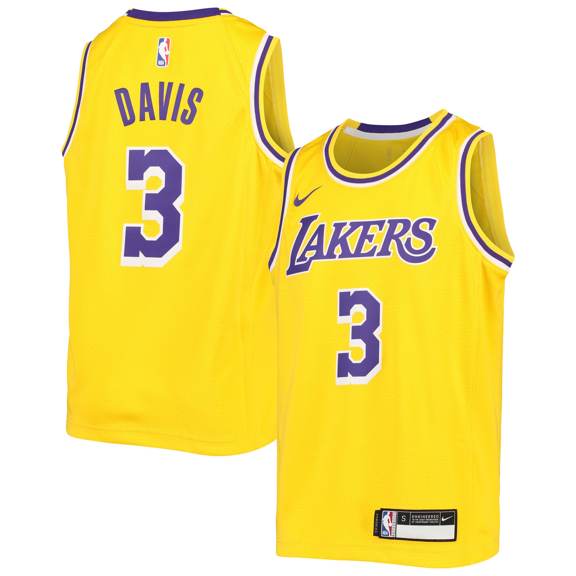Alternative view of Anthony Davis Los Angeles Lakers Youth Swingman Basketball Jersey – Icon Edition – Gold