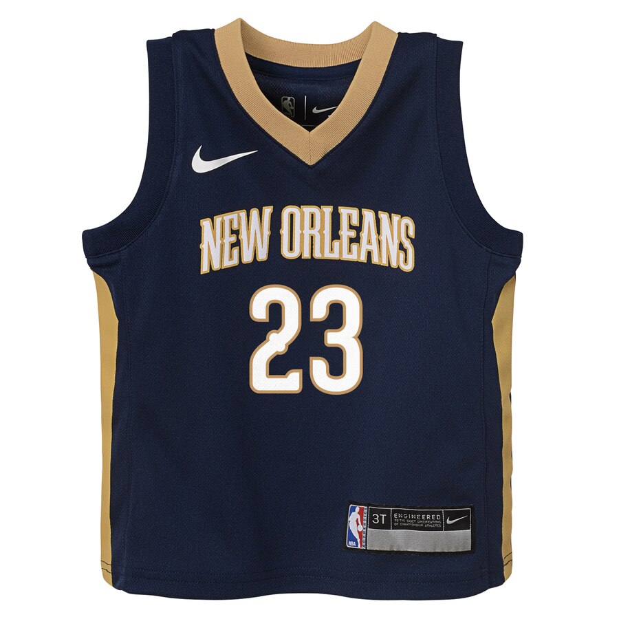 Alternative view of Anthony Davis New Orleans Pelicans Toddler Replica Basketball Jersey Navy - Icon Edition