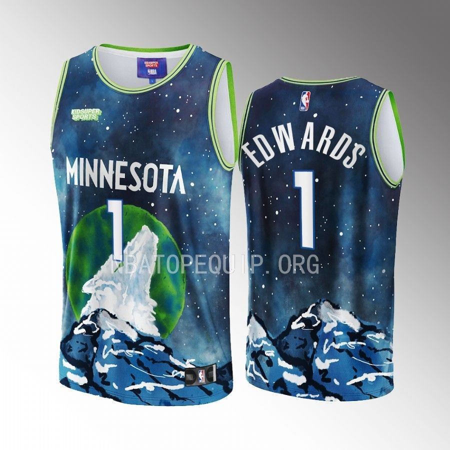 Anthony Edwards 1 Minnesota Timberwolves NBA & KidSuper Studios Unisex Hometown Basketball Jersey - JS844 