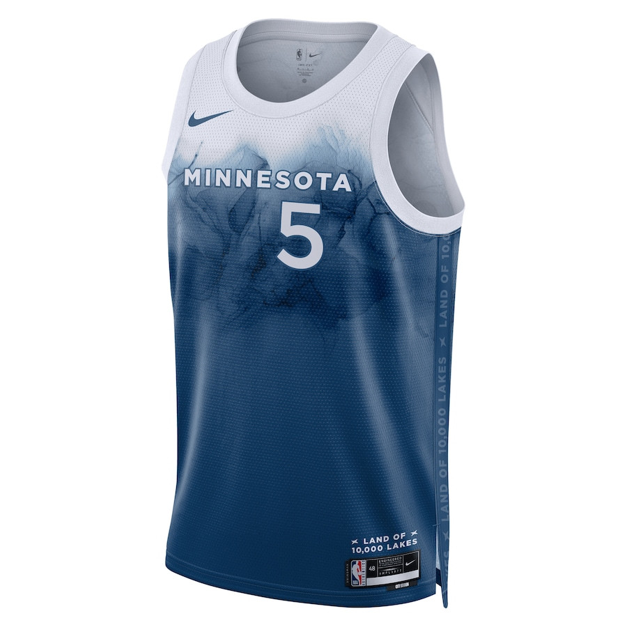 Alternative view of Anthony Edwards 5 Minnesota Timberwolves 2023/24 City Edition Swingman Basketball Jersey - Blue - JS131 