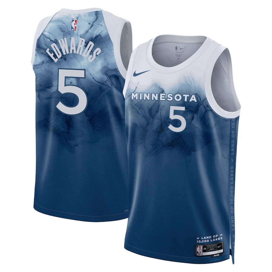 Anthony Edwards 5 Minnesota Timberwolves 2023/24 City Edition Swingman Basketball Jersey - Blue - JS131 