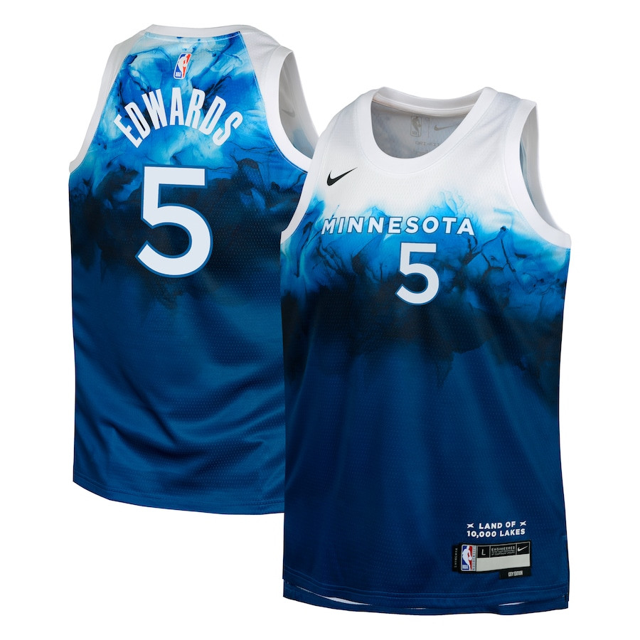 Anthony Edwards 5 Minnesota Timberwolves 2023/24 City Edition Swingman YOUTH Basketball Jersey - Blue - JS440 