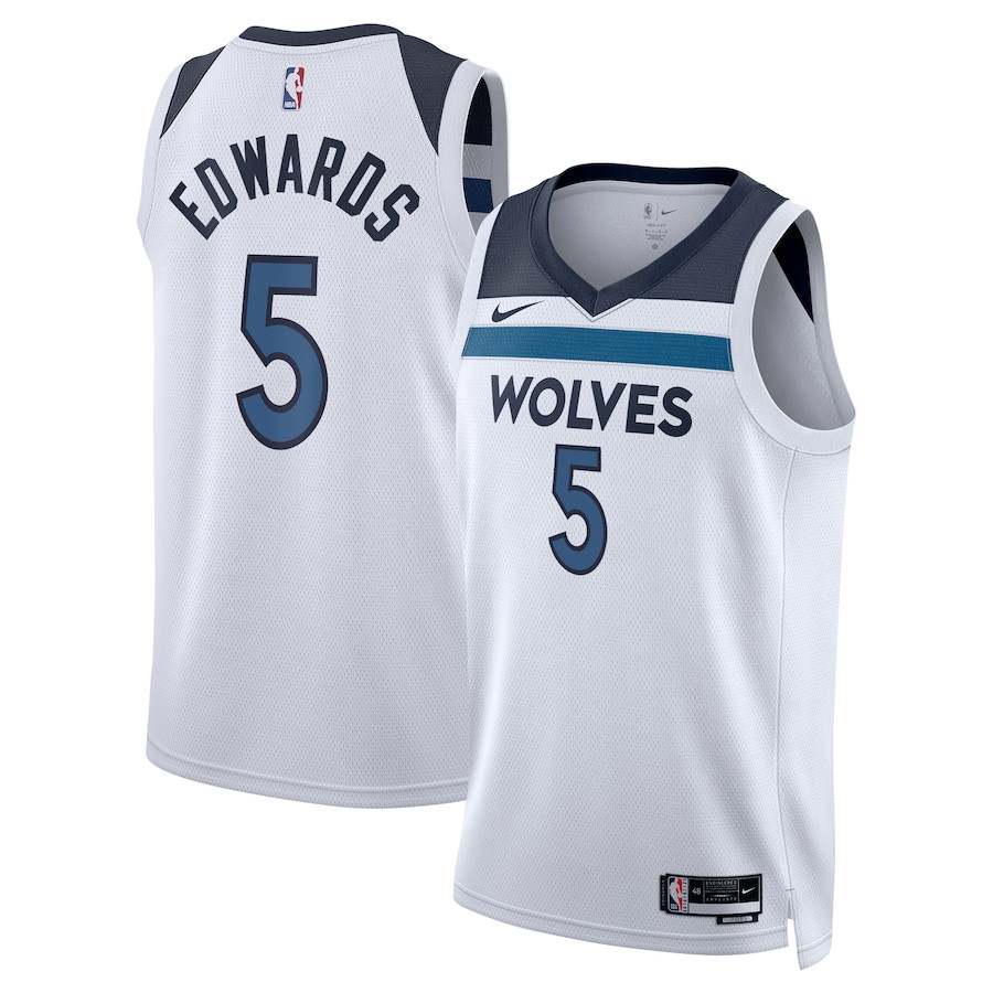 Anthony Edwards 5 Minnesota Timberwolves Unisex Swingman Basketball Jersey - Association Edition - White - JS158 