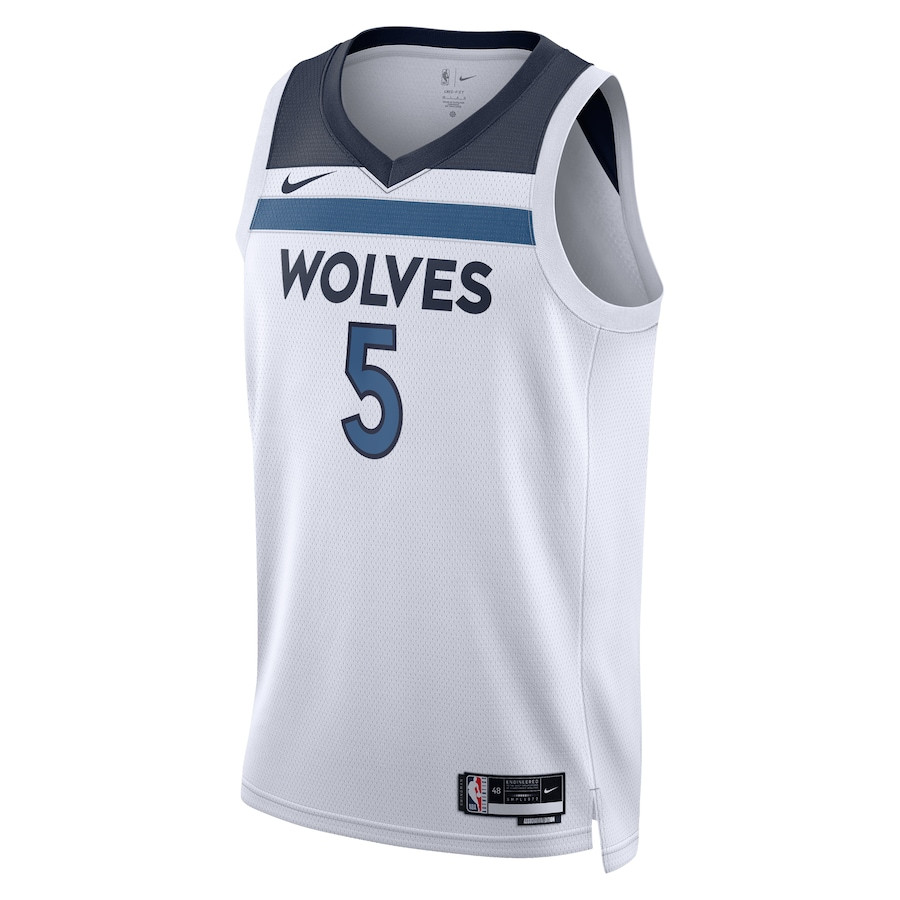 Alternative view of Anthony Edwards 5 Minnesota Timberwolves Unisex Swingman Basketball Jersey - Association Edition - White - JS158 