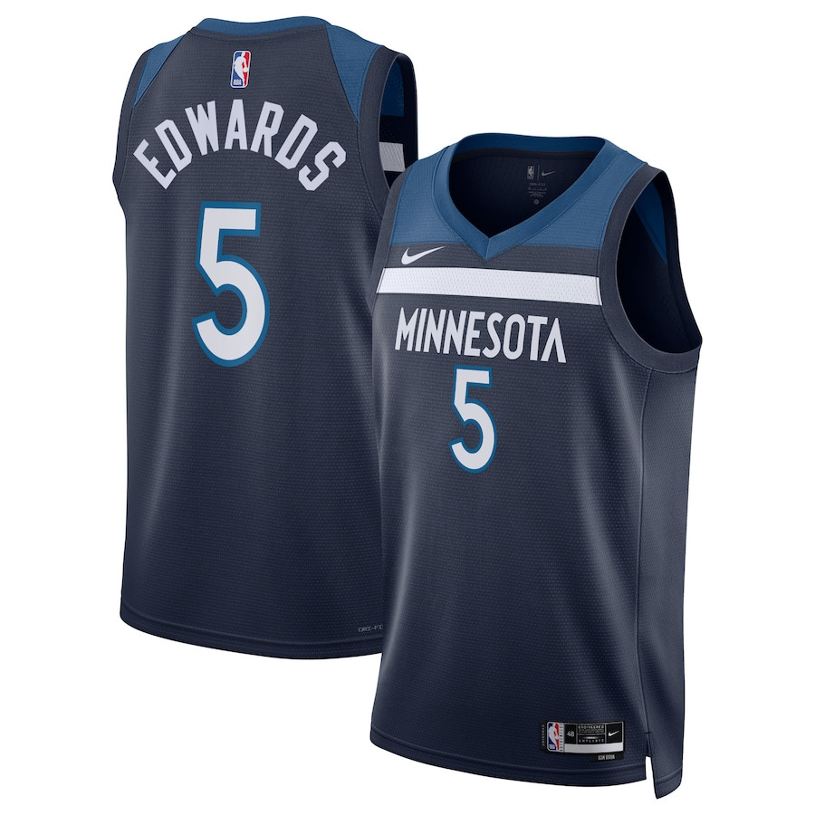 Anthony Edwards 5 Minnesota Timberwolves Unisex Swingman Basketball Jersey - Icon Edition - Navy - JS879 