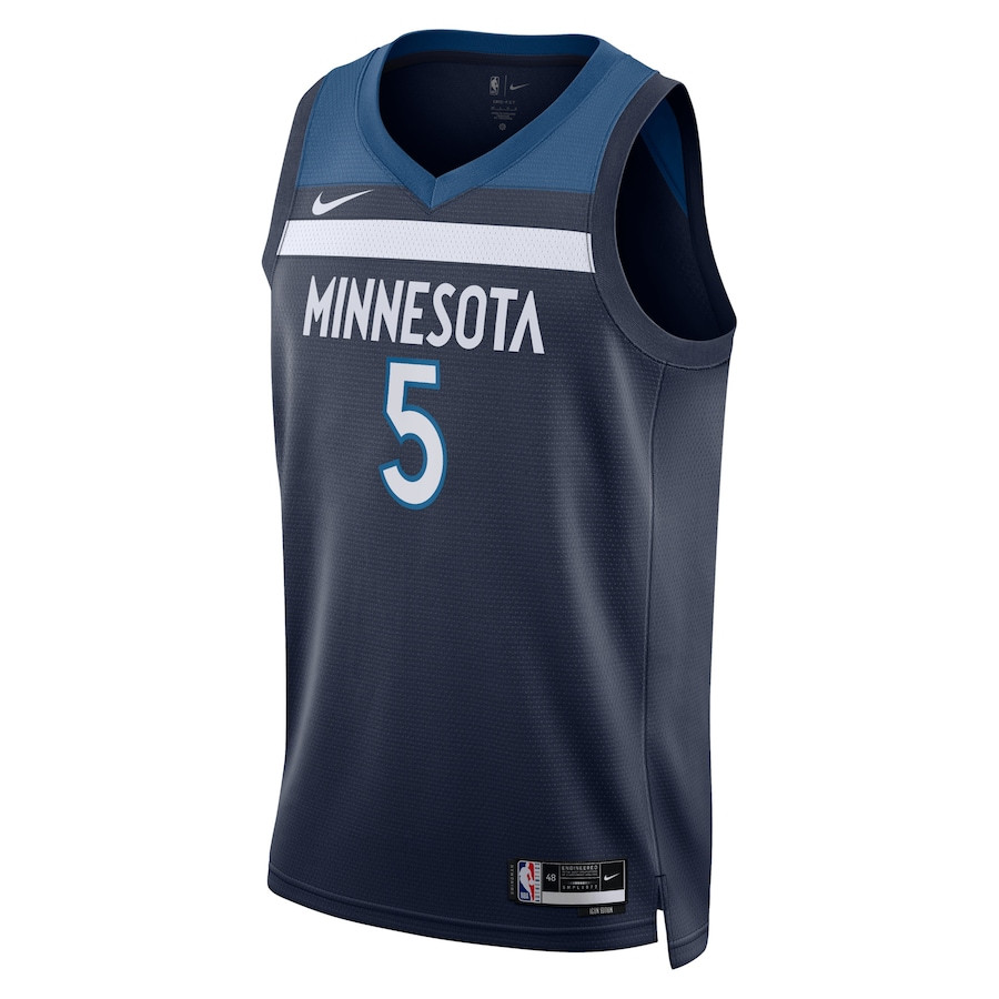 Alternative view of Anthony Edwards 5 Minnesota Timberwolves Unisex Swingman Basketball Jersey - Icon Edition - Navy - JS879 