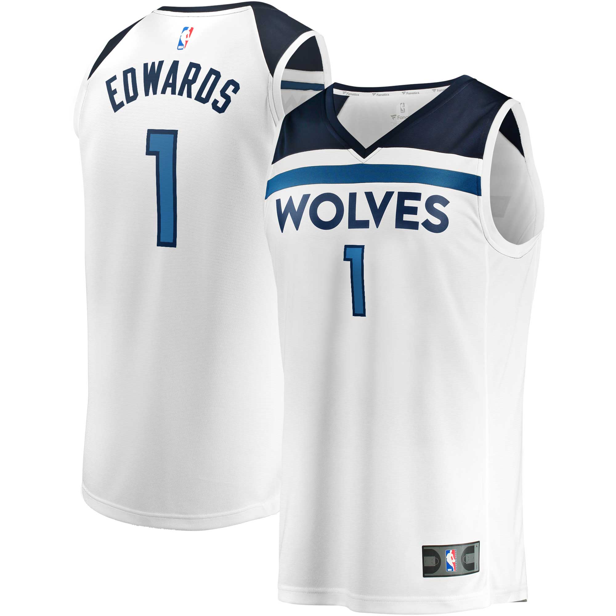 Alternative view of Anthony Edwards Minnesota Timberwolves Fanatics Branded Fast Break Replica Basketball Jersey - Association Edition - White