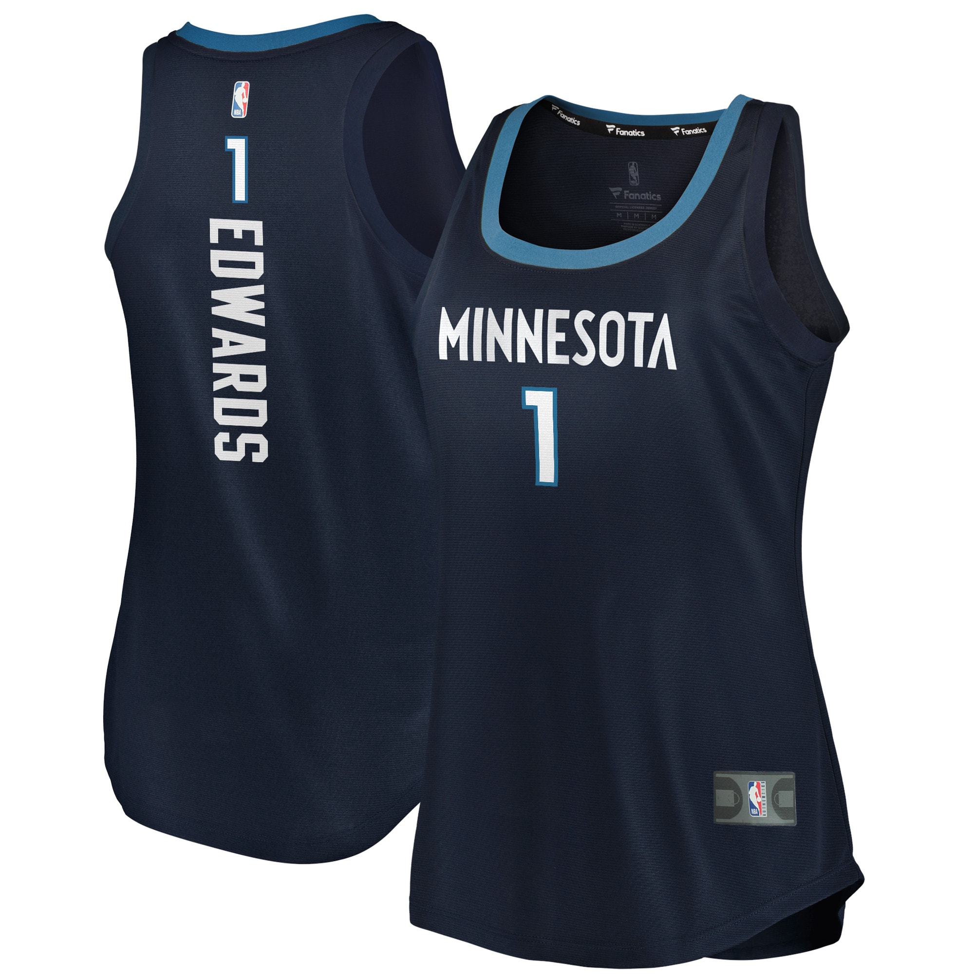 Anthony Edwards Minnesota Timberwolves Fanatics Branded Women's 2021/22 Fast Break Tank Basketball Jersey - Icon Edition - Navy