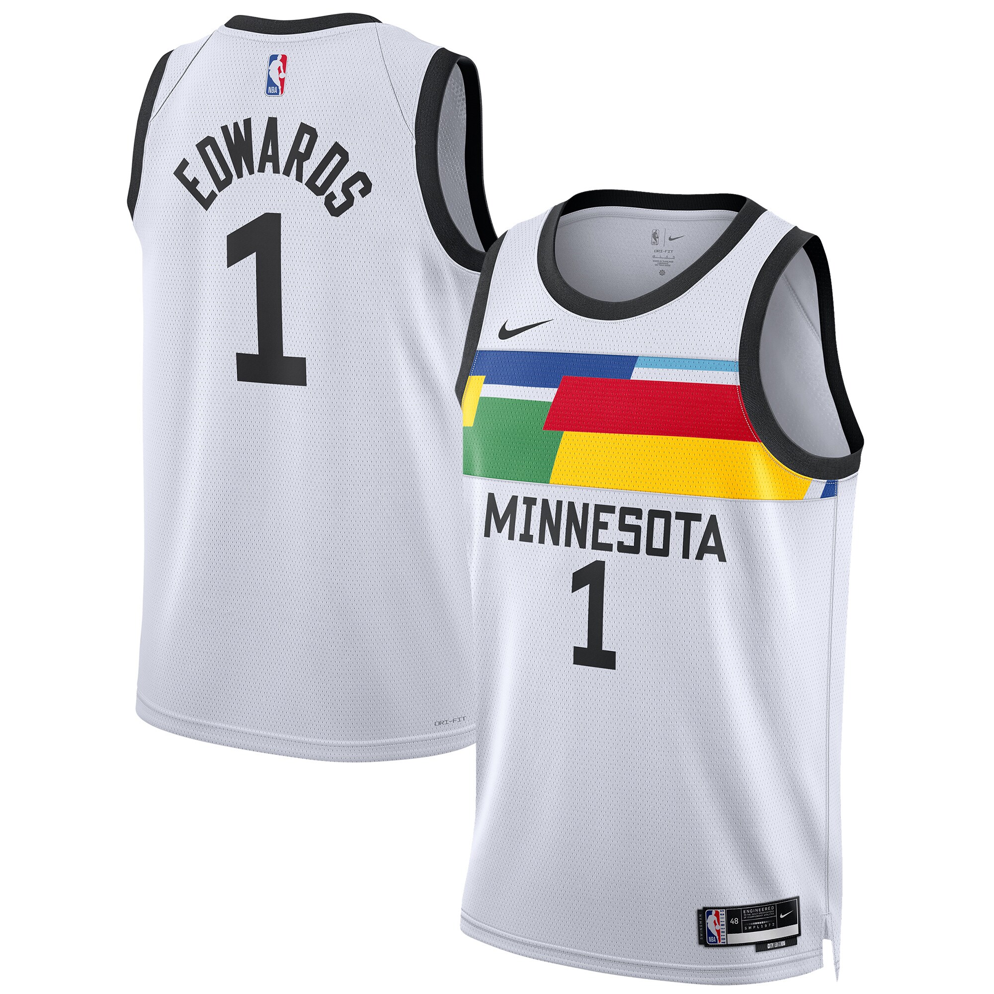 Alternative view of Anthony Edwards Minnesota Timberwolves Unisex 2022/23 Swingman Basketball Jersey - City Edition - White
