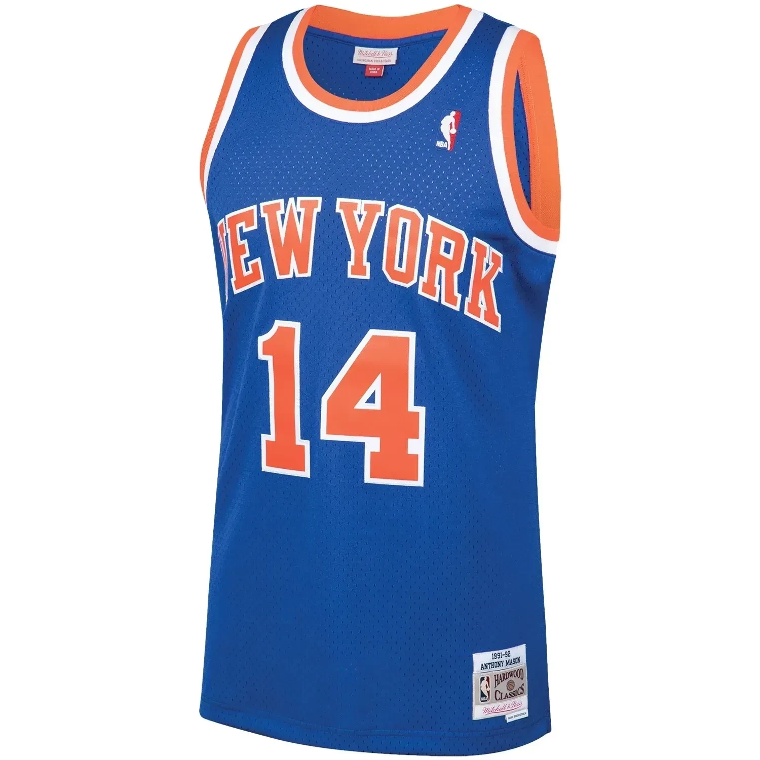 Alternative view of Anthony Mason New York Knicks Mitchell & Ness 1991-92 Hardwood Classics Swingman Player Jersey - Blue - JS630 