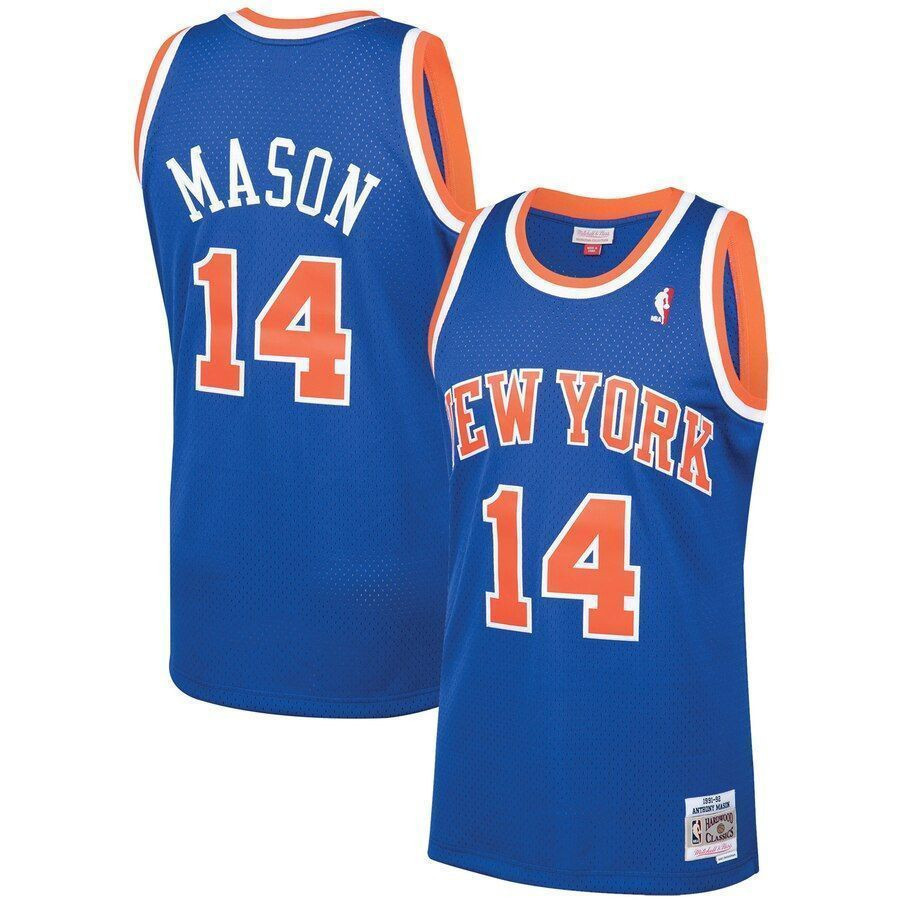 Anthony Mason New York Knicks Mitchell & Ness 1991-92 Hardwood Classics Swingman Player Basketball Jersey - Blue - JS894 