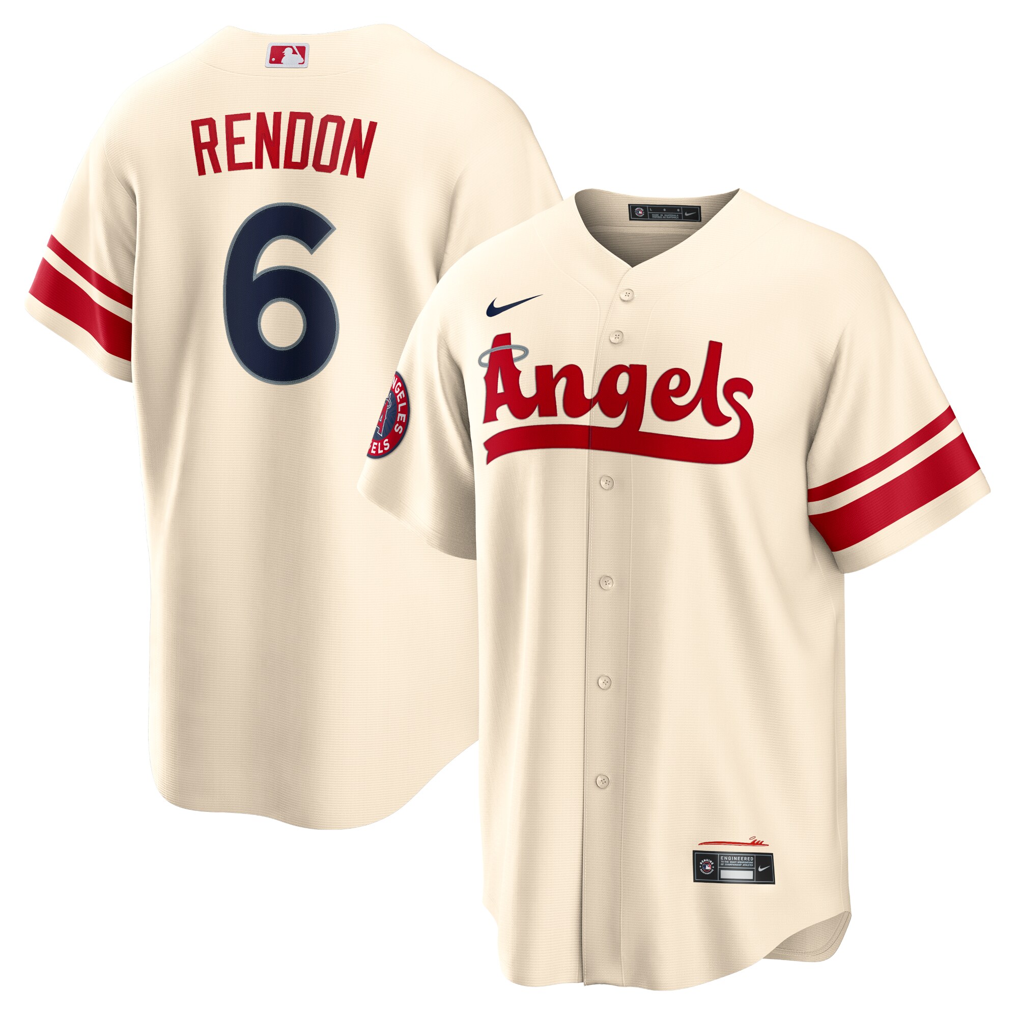 Alternative view of Anthony Rendon Los Angeles Angels 2022 City Connect Replica Player Baseball Jersey – Cream