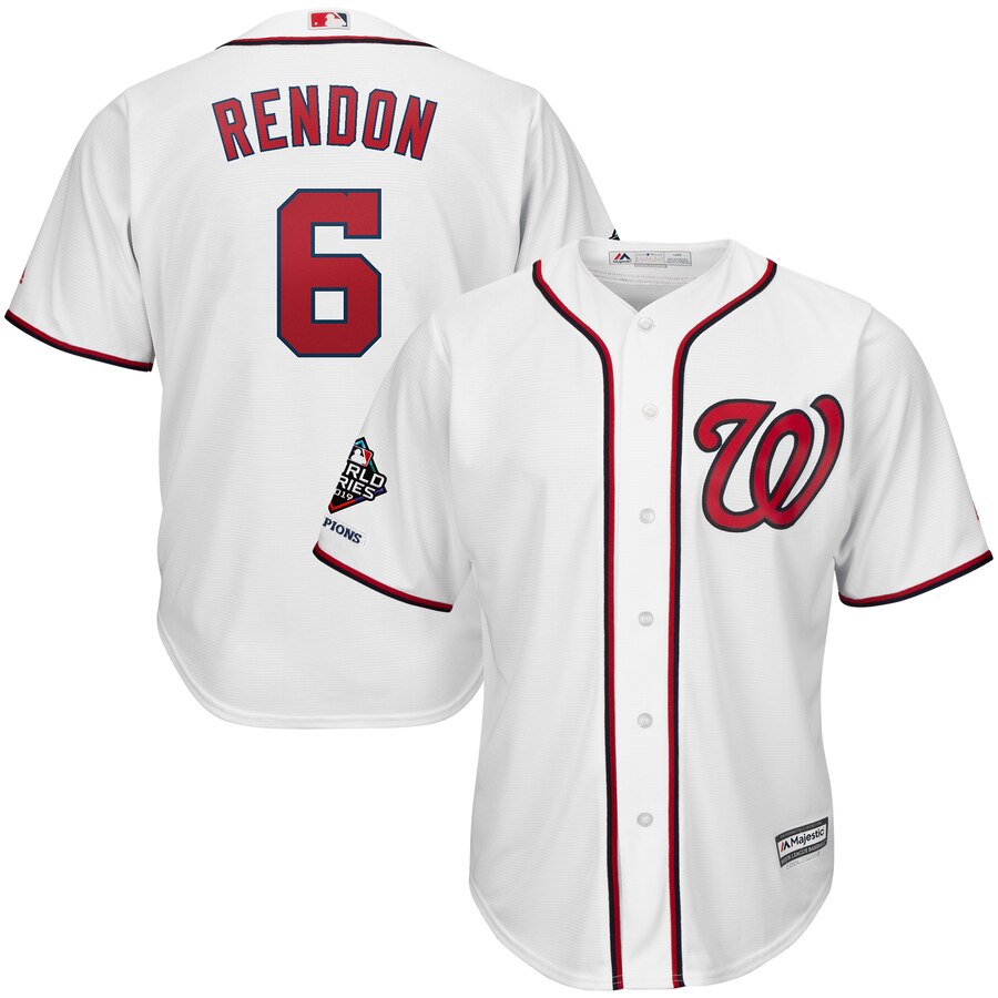 Anthony Rendon Washington Nationals Majestic 2019 World Series Champions Home Official Cool Base Bar Patch Player Jersey – White