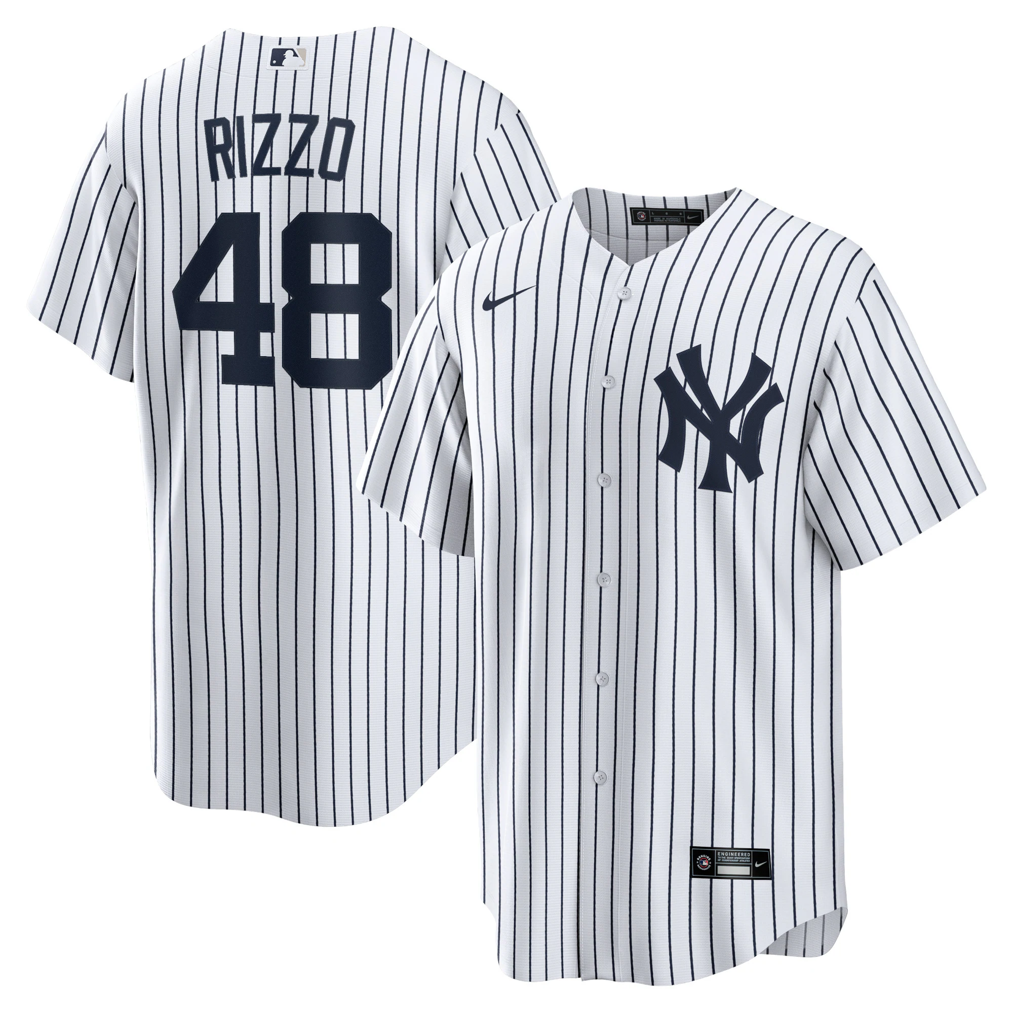 Alternative view of Anthony Rizzo New York Yankees Home Official Replica Player Baseball Jersey – White