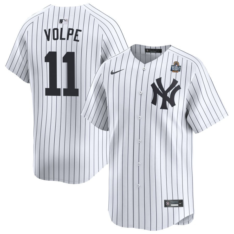 Anthony Volpe 11 New York Yankees 2024 World Series Home Limited Player Men Baseball Jersey - White 