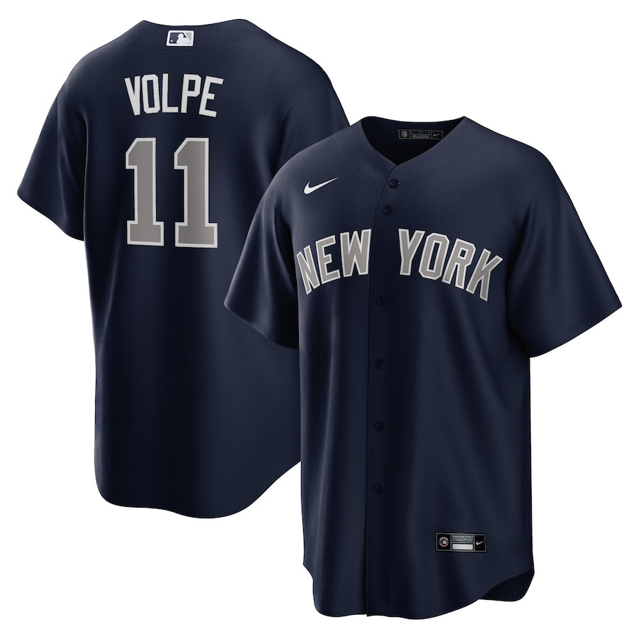 Anthony Volpe 11 New York Yankees Alternate Men Baseball Jersey - Navy 