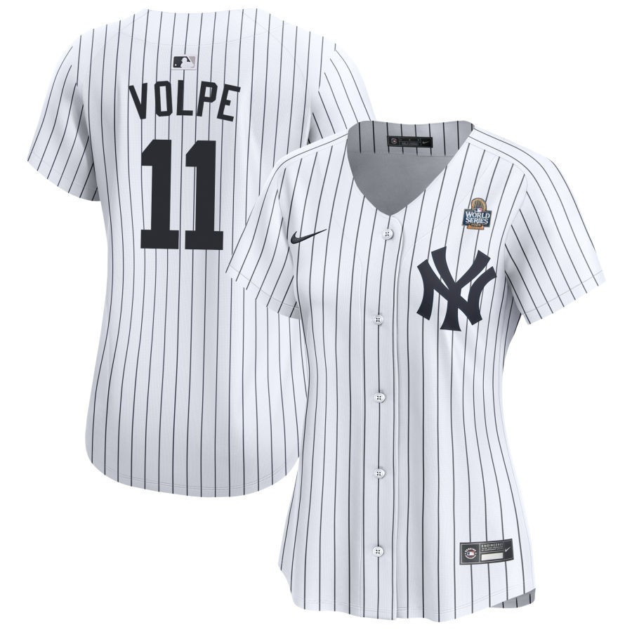 Anthony Volpe 11 New York Yankees Women's 2024 World Series Home Limited Baseball Jersey - White 