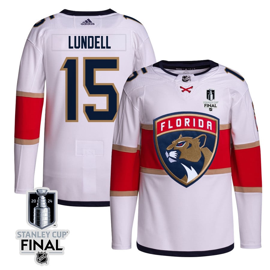 Anton Lundell 15 Florida Panthers 2024 STANLEY CUP Final Away Breakaway Hockey Jersey - Men, White - JS929 