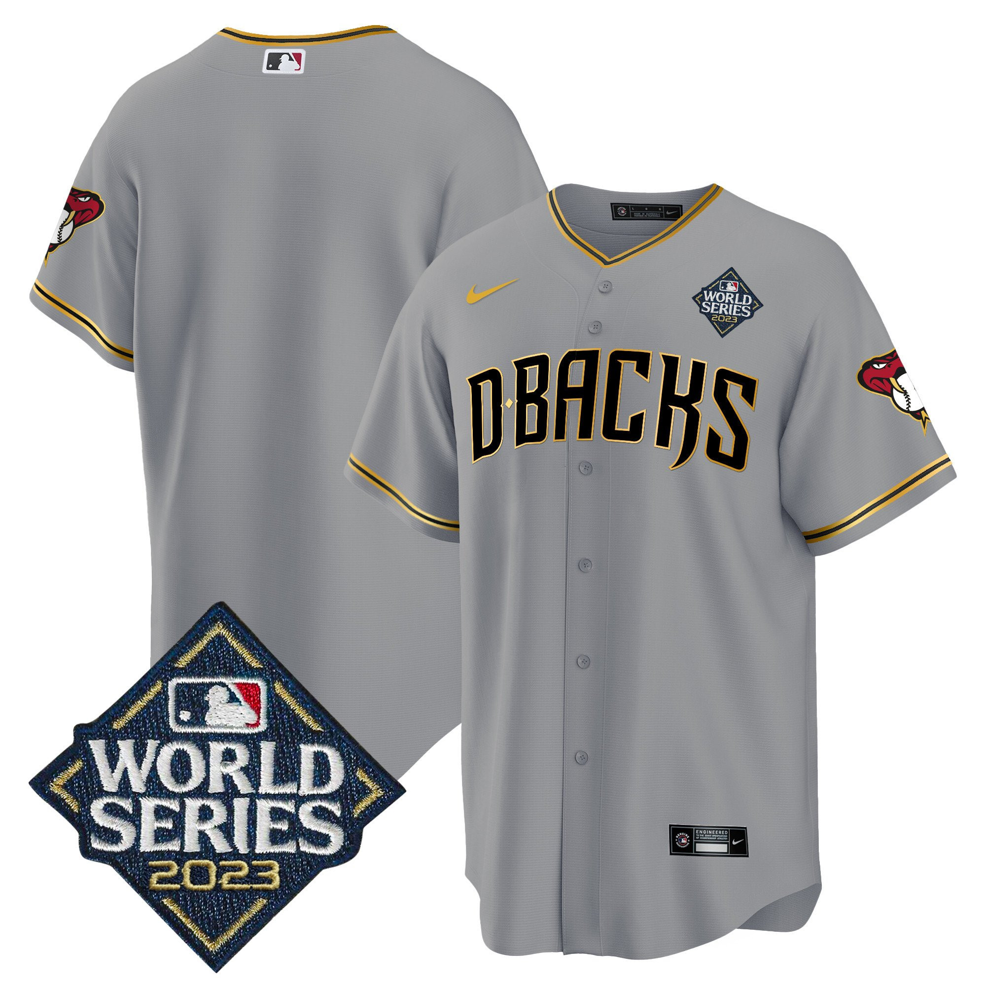 Arizona Diamondbacks 2023 World Series Men Baseball Jersey - Gray Gold