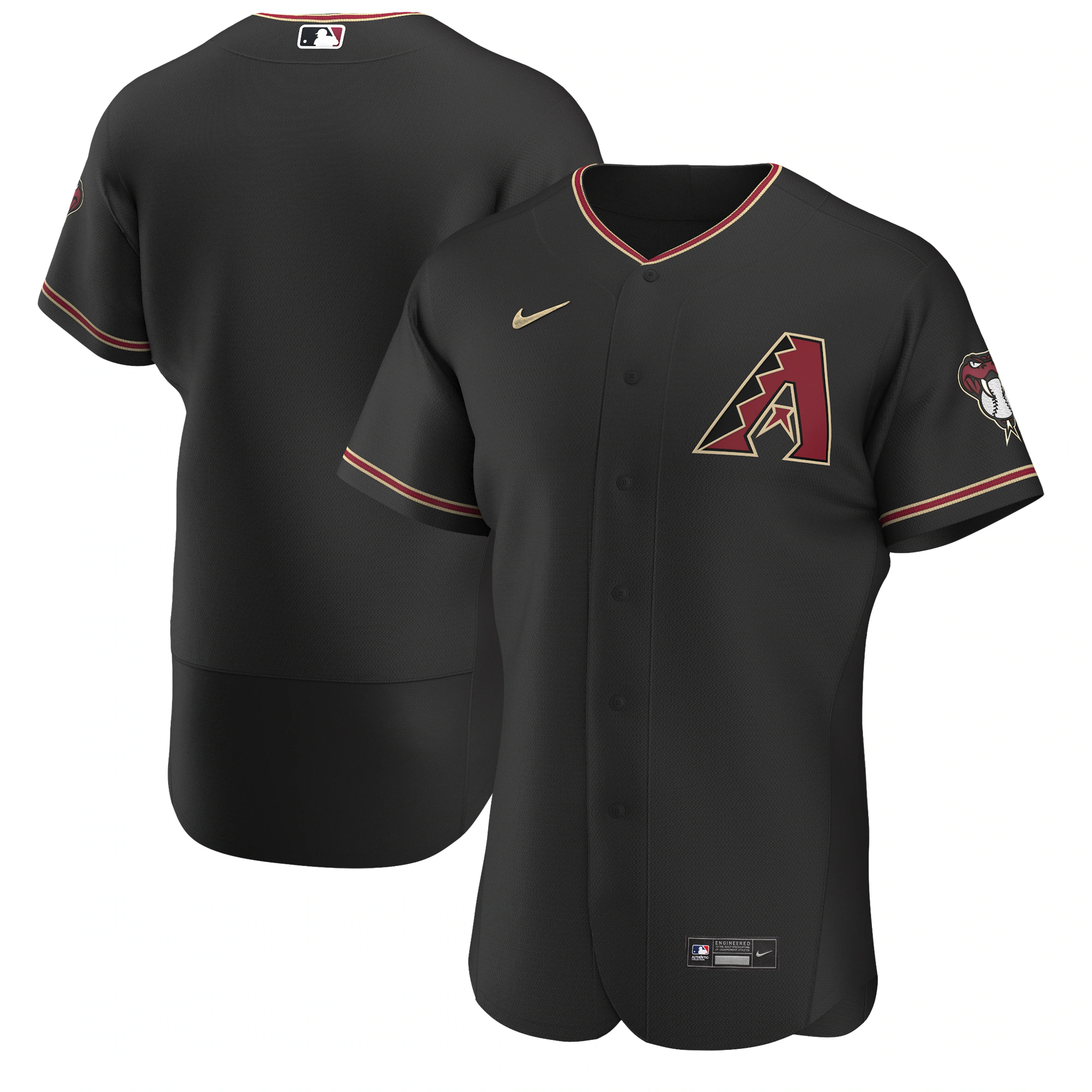 Alternative view of Arizona Diamondbacks Alternate Authentic Team Jersey – Black