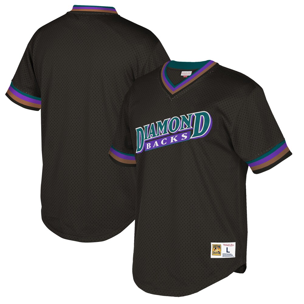 Arizona Diamondbacks Mitchell & Ness Big & Tall Cooperstown Collection Mesh Wordmark V-neck Jersey - Black