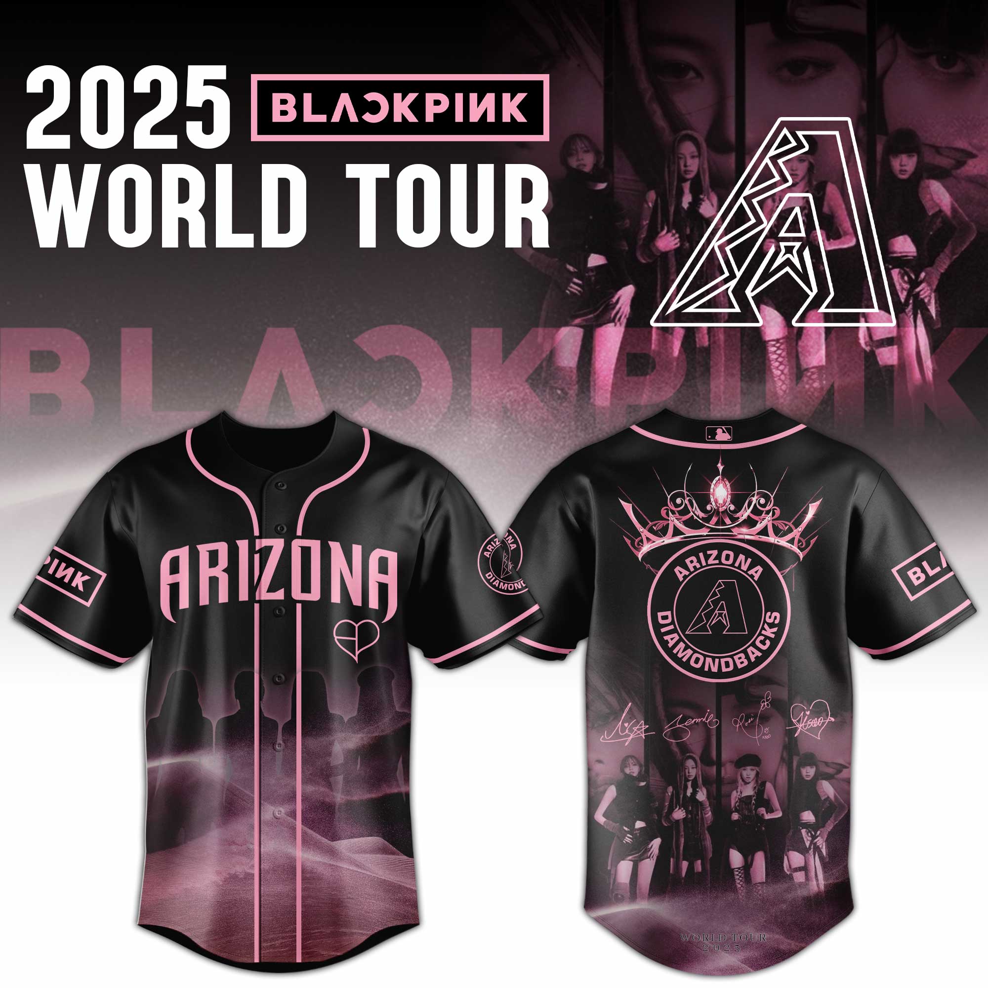 Arizona Diamondbacks Mlb X Blackpink 2025 World Tour Baseball Jersey