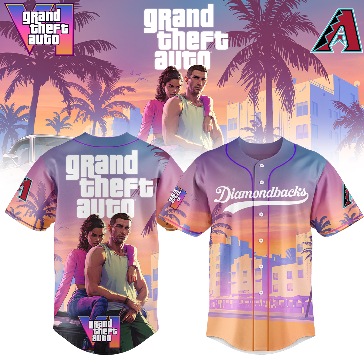 Arizona Diamondbacks Mlb X Grand Theft Auto Baseball Jersey