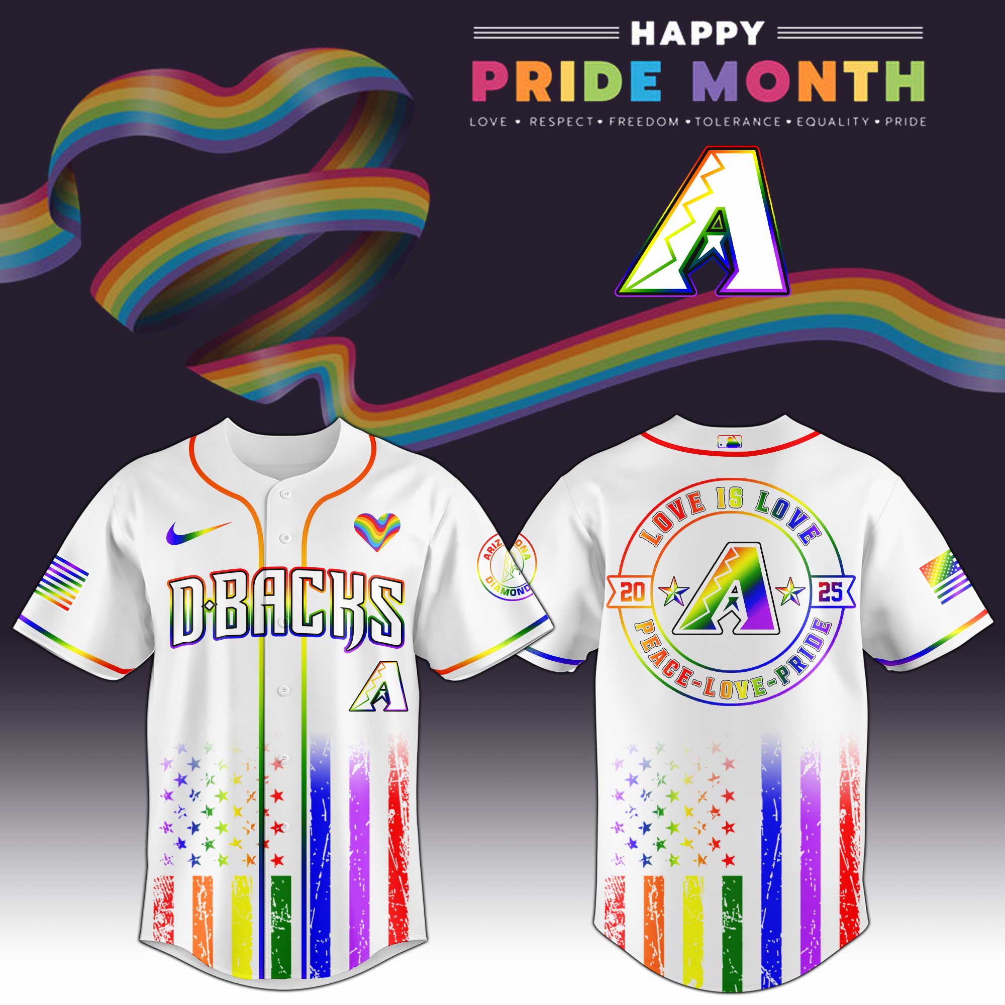 Arizona Diamondbacks Mlb X Happy Pride Month Limited Edition Jersey 2025