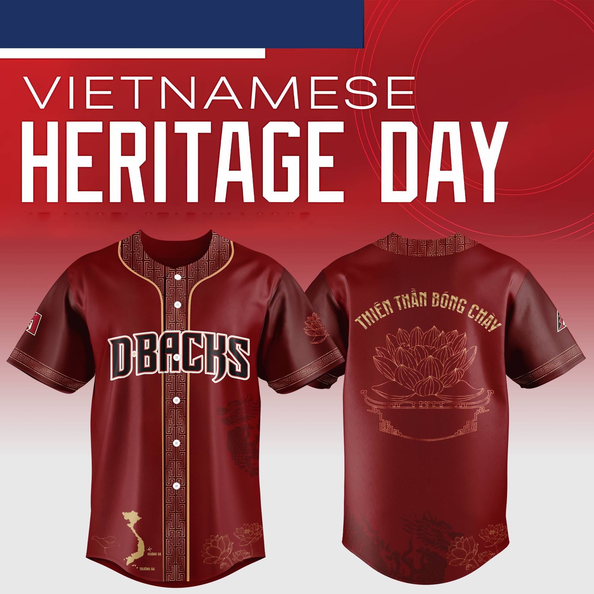Arizona Diamondbacks Mlb X Vietnamese Heritage Night Baseball Jersey