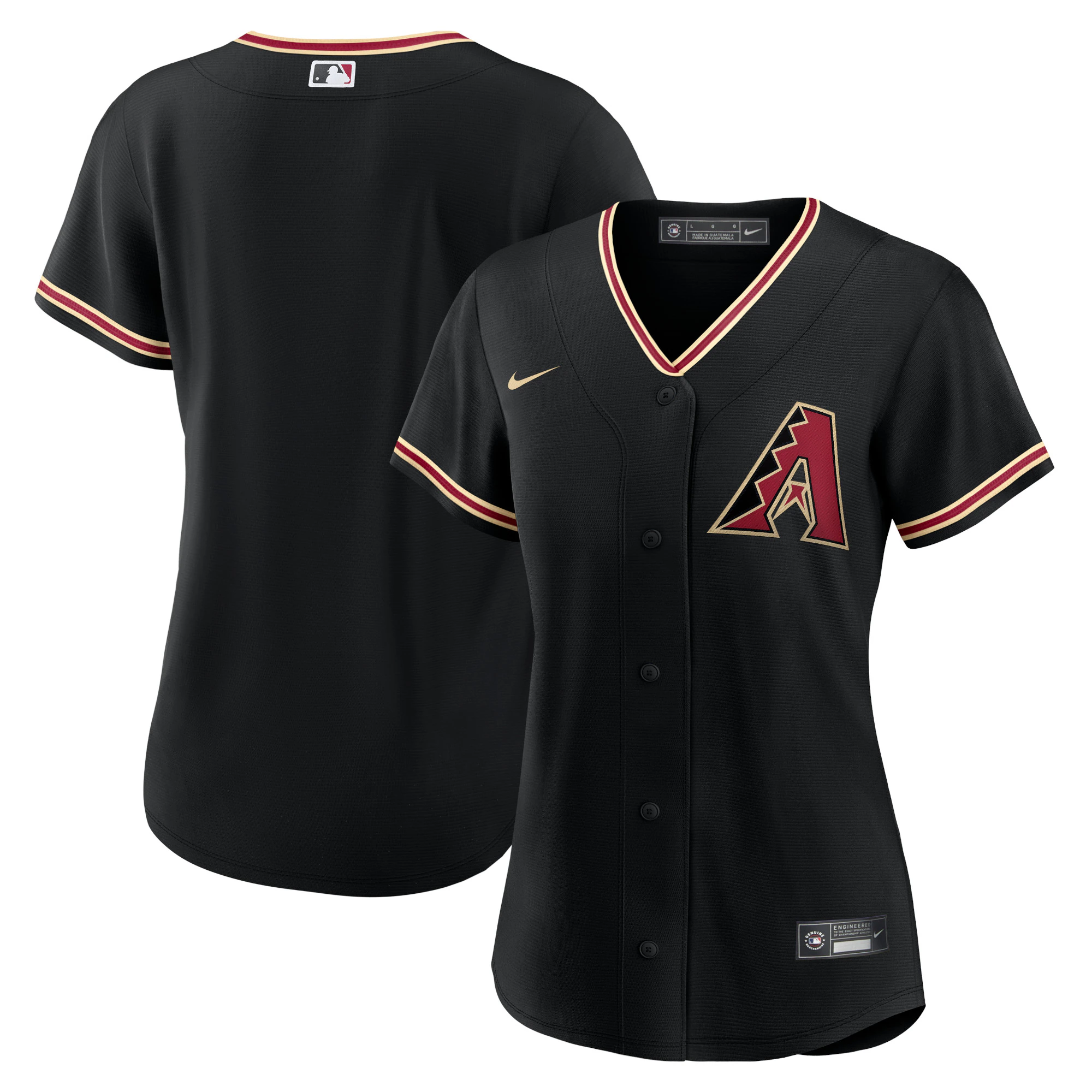 Alternative view of Arizona Diamondbacks Women’s Alternate Replica Team Baseball Jersey – Black