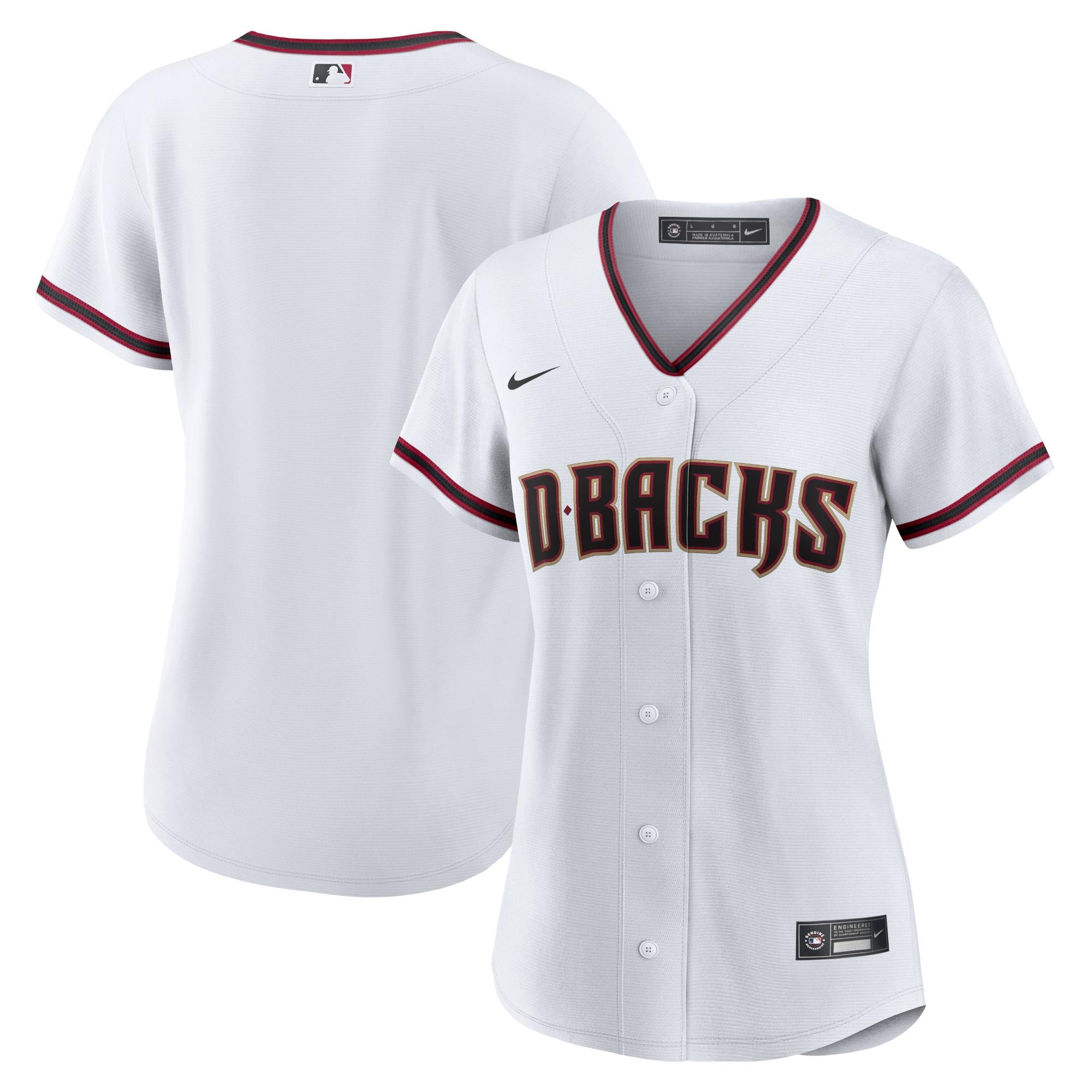 Alternative view of Arizona Diamondbacks Women's Home Blank Replica Baseball Jersey - White