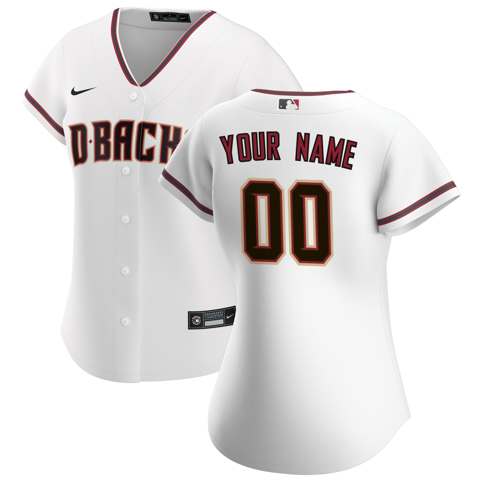 Arizona Diamondbacks Women's Home Replica Custom Baseball Jersey - White