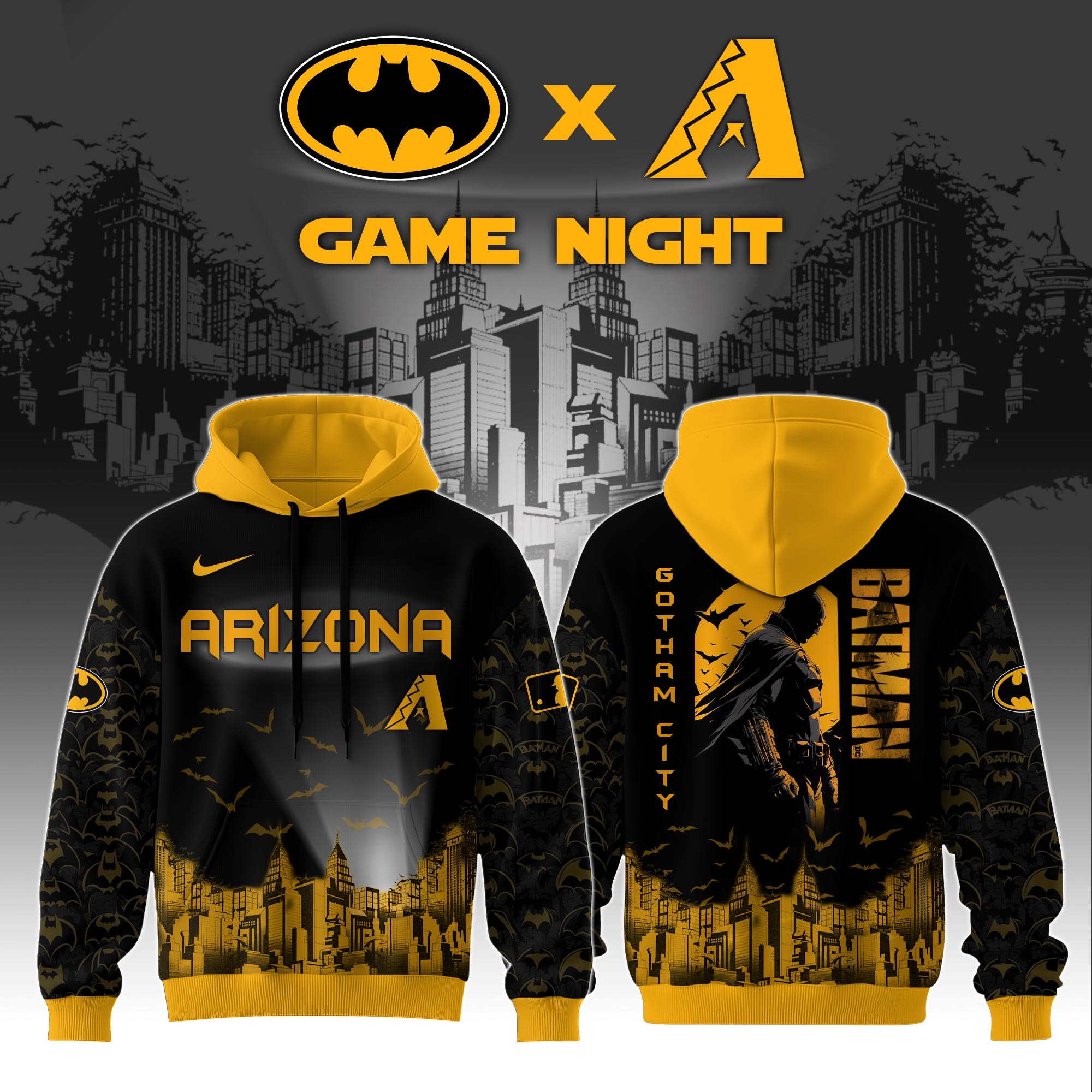 Arizona Diamondbacks X Dc Batman Game Night 3d Custom Hoodie